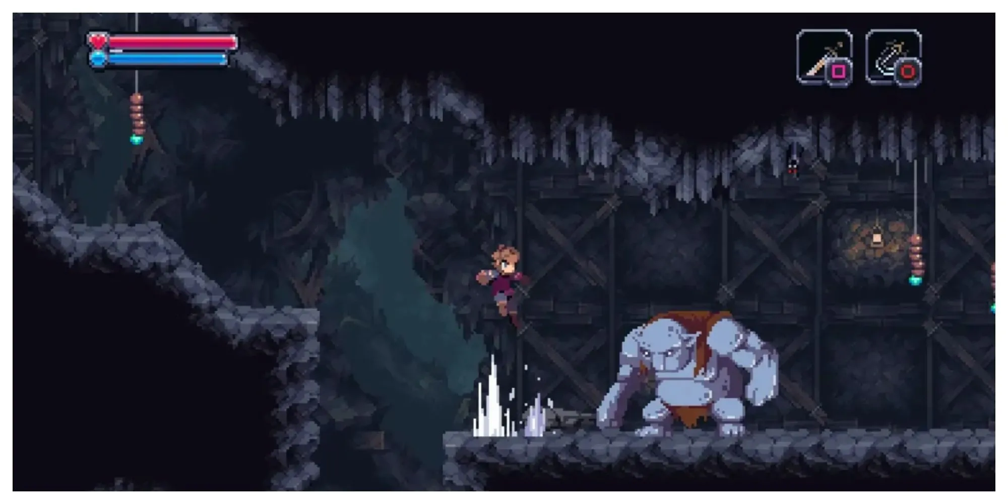 Chasm - tựa game Roguevania với đồ họa pixel tươi sáng và những con quái vật hung tợn.