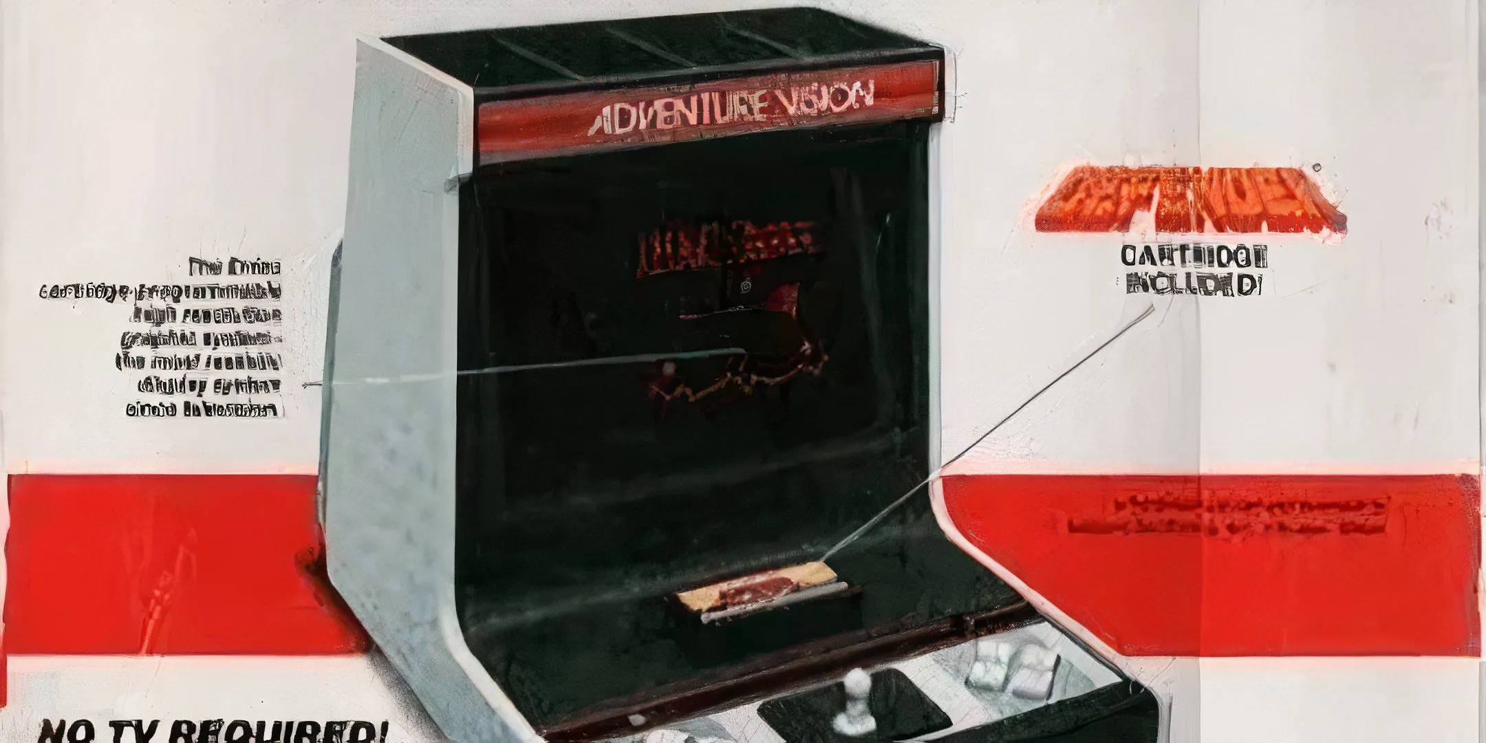Bức ảnh chụp một tấm poster quảng cáo máy chơi game Entex Adventure Vision