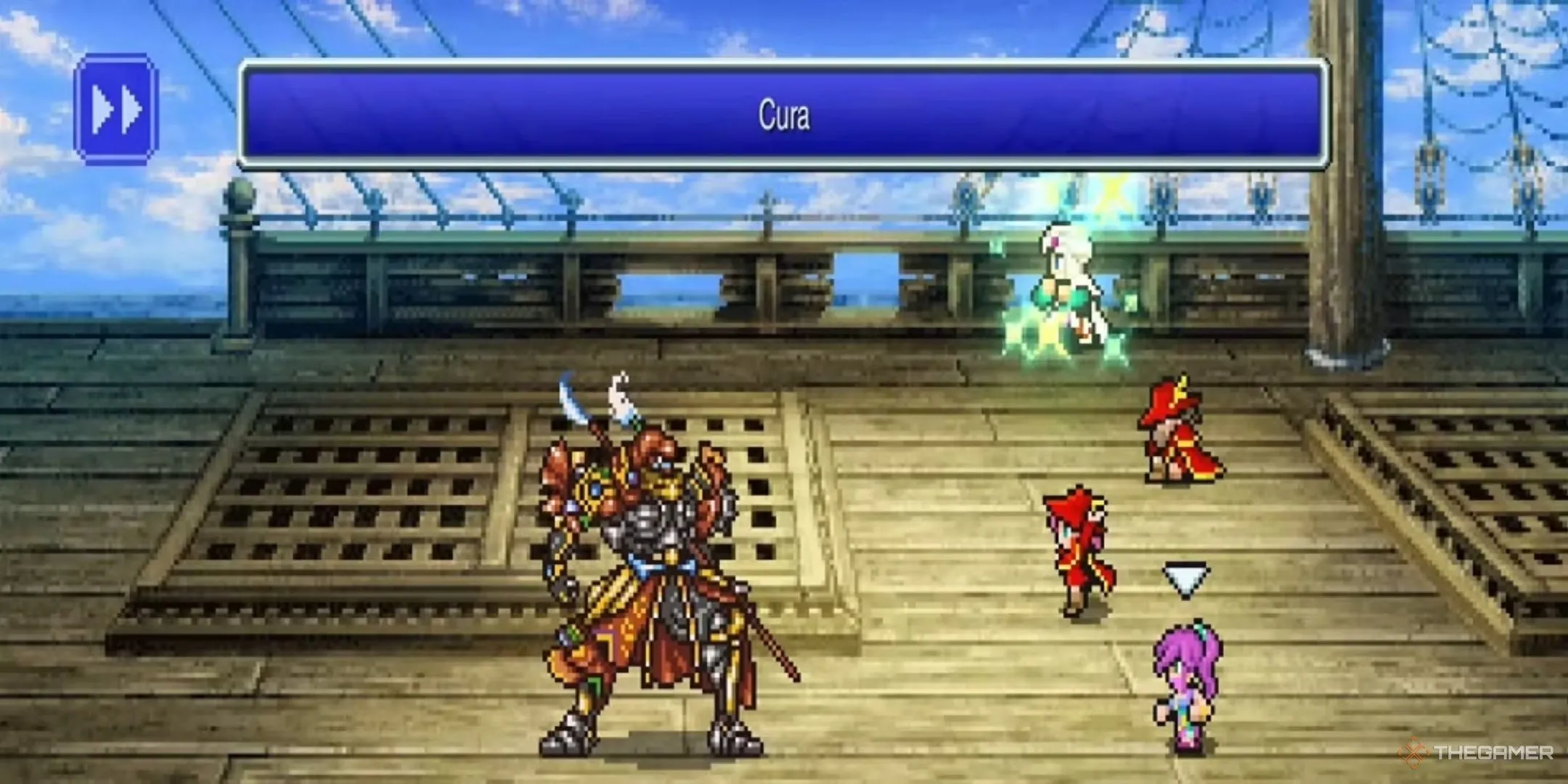 Gilgamesh đang chiến đấu với nhóm nhân vật trong Final Fantasy 5 Pixel Remaster