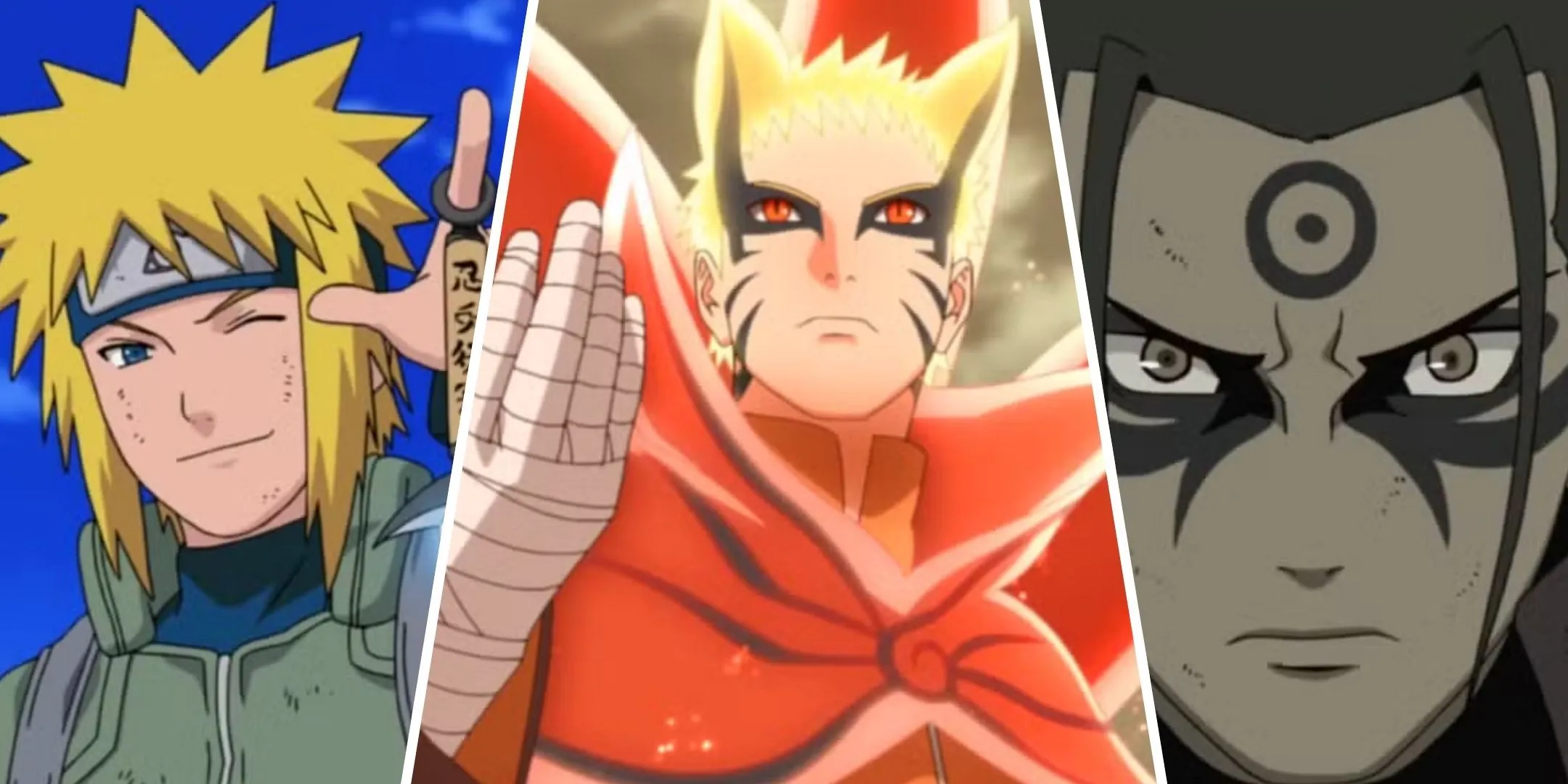 Minato và Kushina cùng nhau đặt tay lên em bé Naruto với Kurama phía sau trong Naruto Shippuden