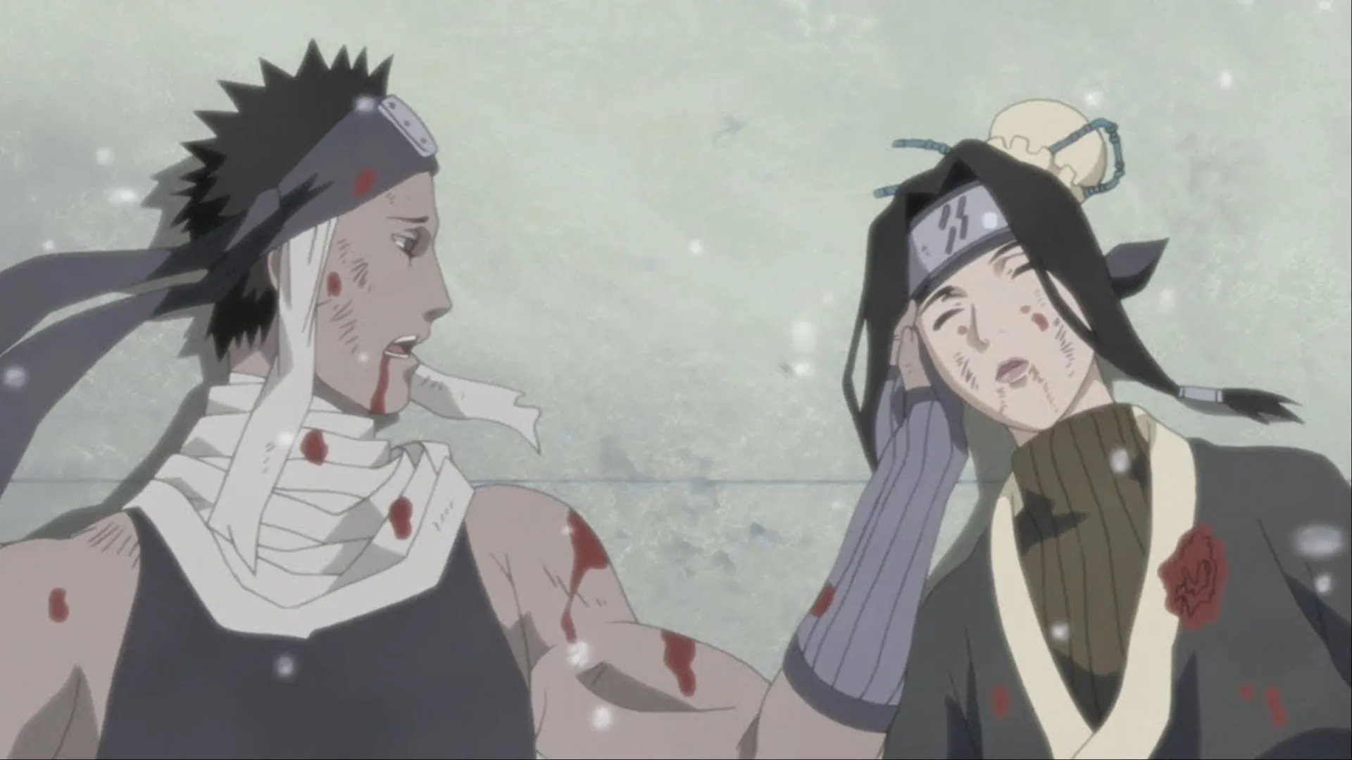 Zabuza tiến lại gần Haku trước khi nói lời cuối cùng trong Naruto