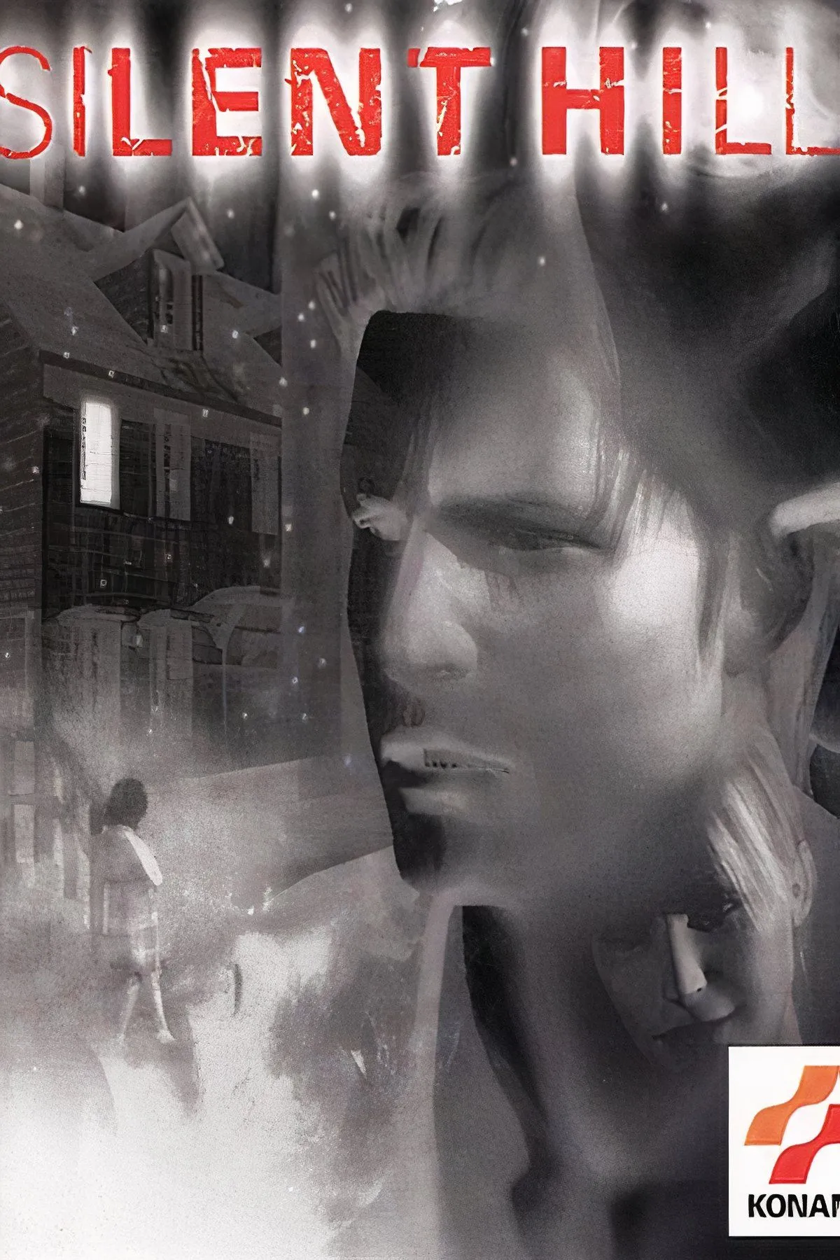 Ảnh bìa game kinh dị Silent Hill (1999), với nhân vật chính Harry Mason trong không gian u ám