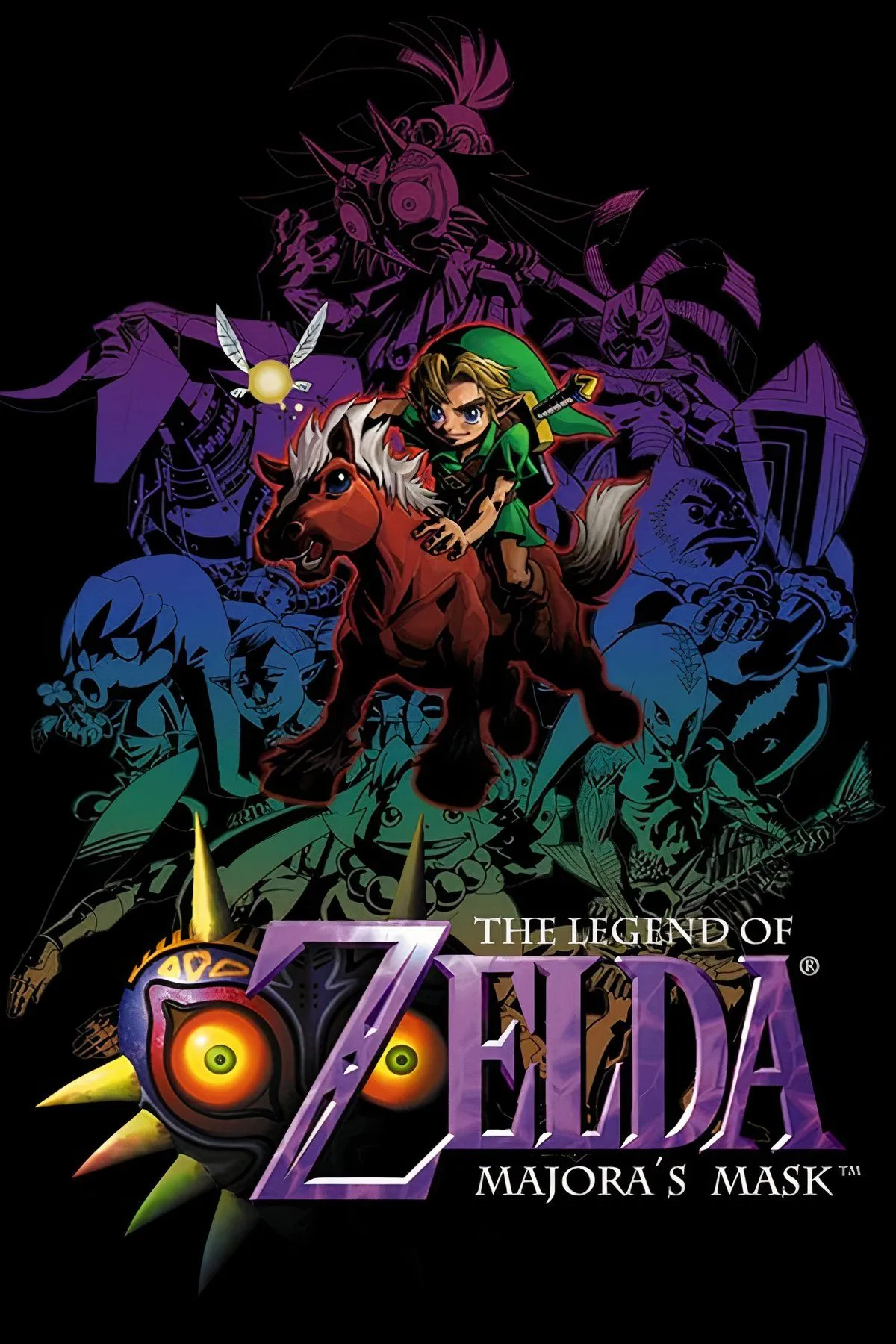 Ảnh bìa game The Legend of Zelda: Majora’s Mask, với chiếc mặt nạ Majora đáng sợ