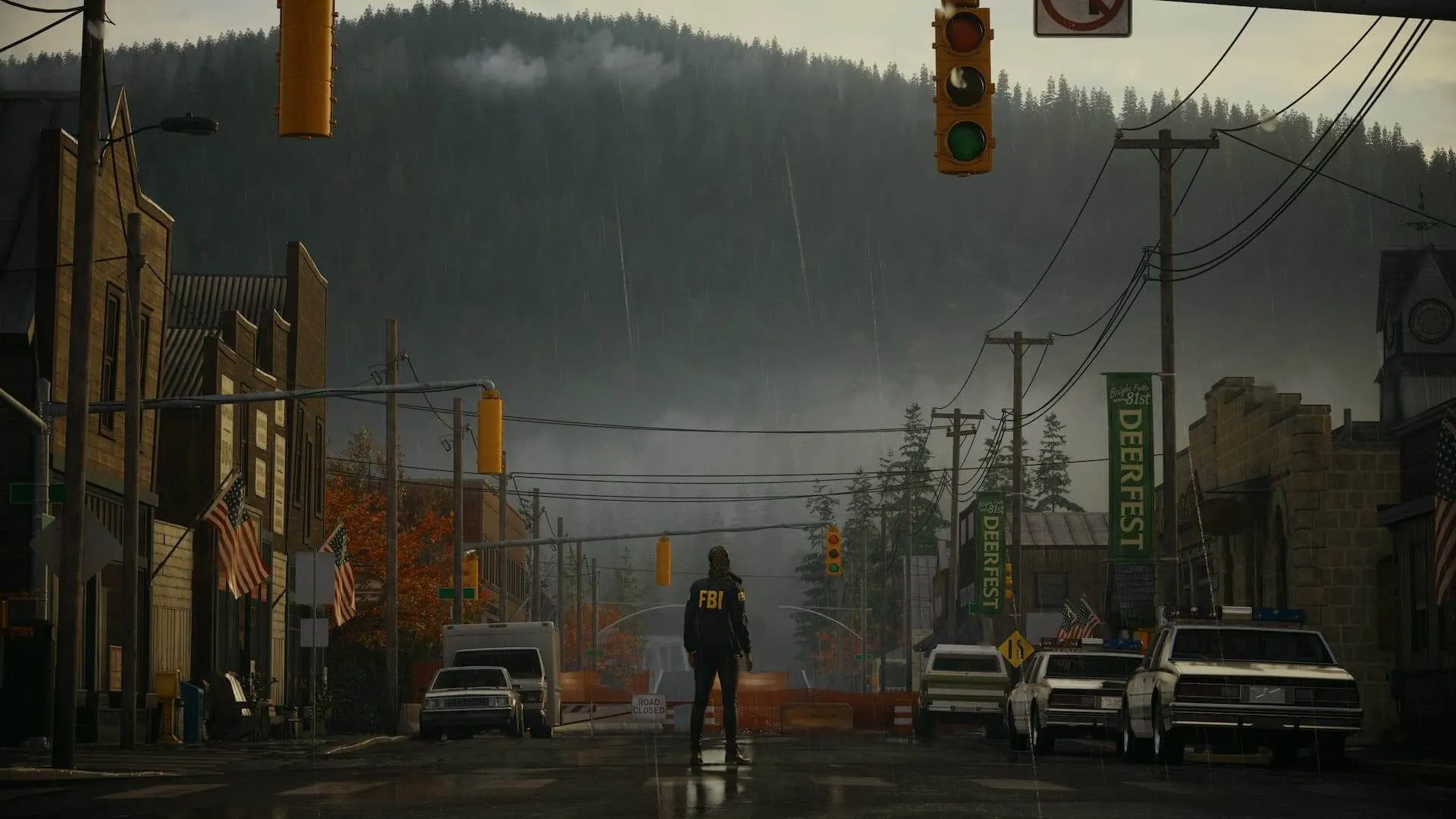 Ảnh chụp màn hình Alan Wake 2, minh họa khả năng chuyển đổi thực tại tức thời