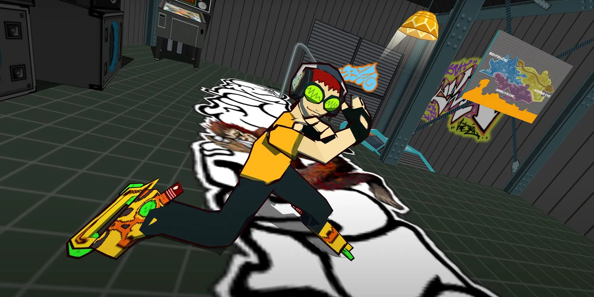 Beat từ Jet Set Radio với giày trượt patin, thể hiện phong cách đường phố đặc trưng của game.
