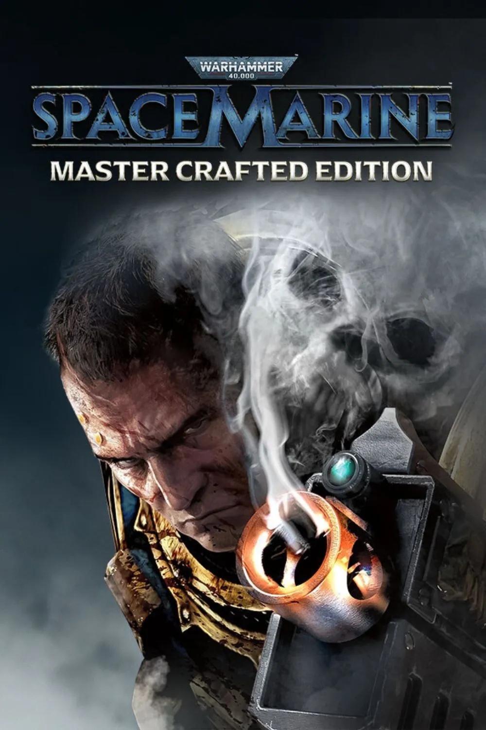 Bìa game Warhammer 40,000: Space Marine - Master Crafted Edition thể hiện Space Marine vạm vỡ sẵn sàng chiến đấu trên chiến trường khốc liệt
