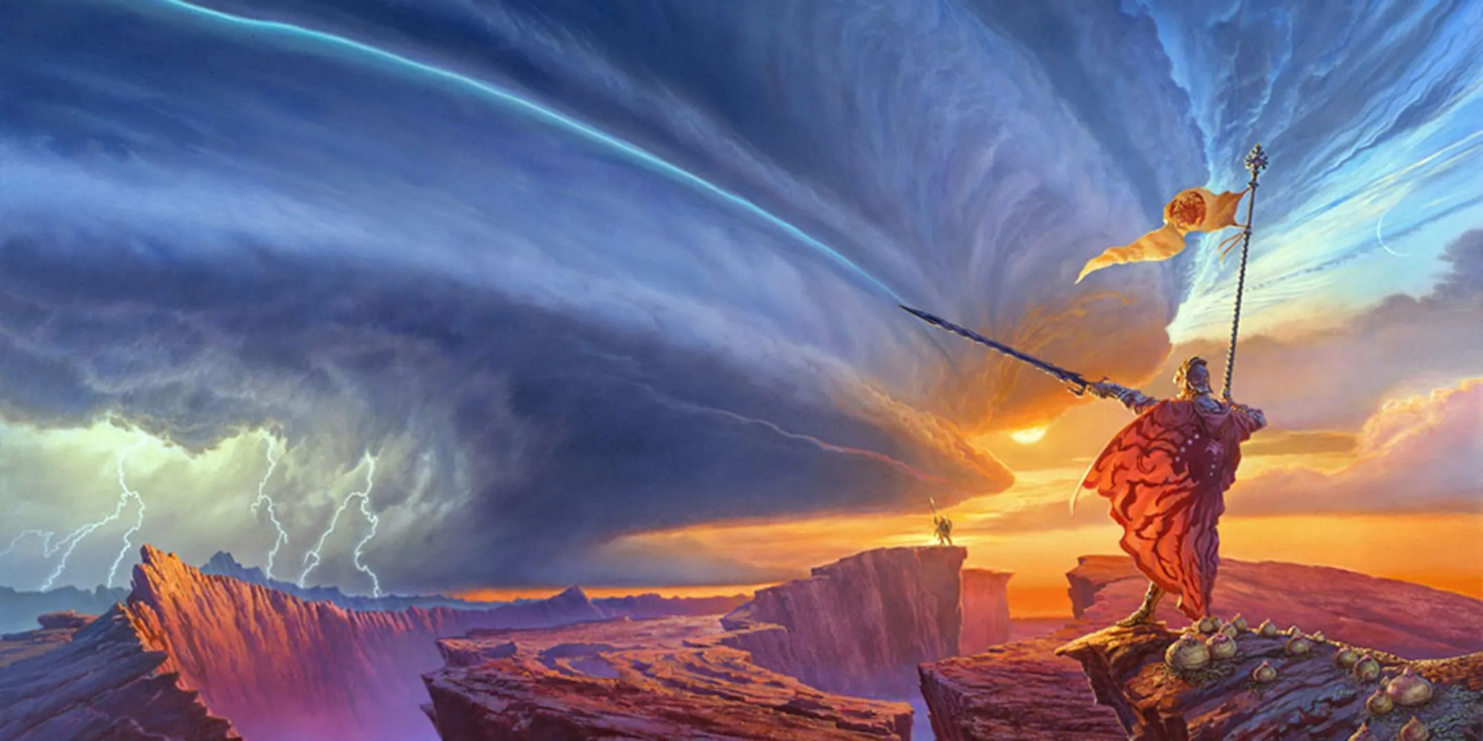 Bìa sách The Way of Kings, tập đầu tiên của The Stormlight Archive, cho thấy vẻ hùng vĩ và khắc nghiệt của thế giới Roshar.