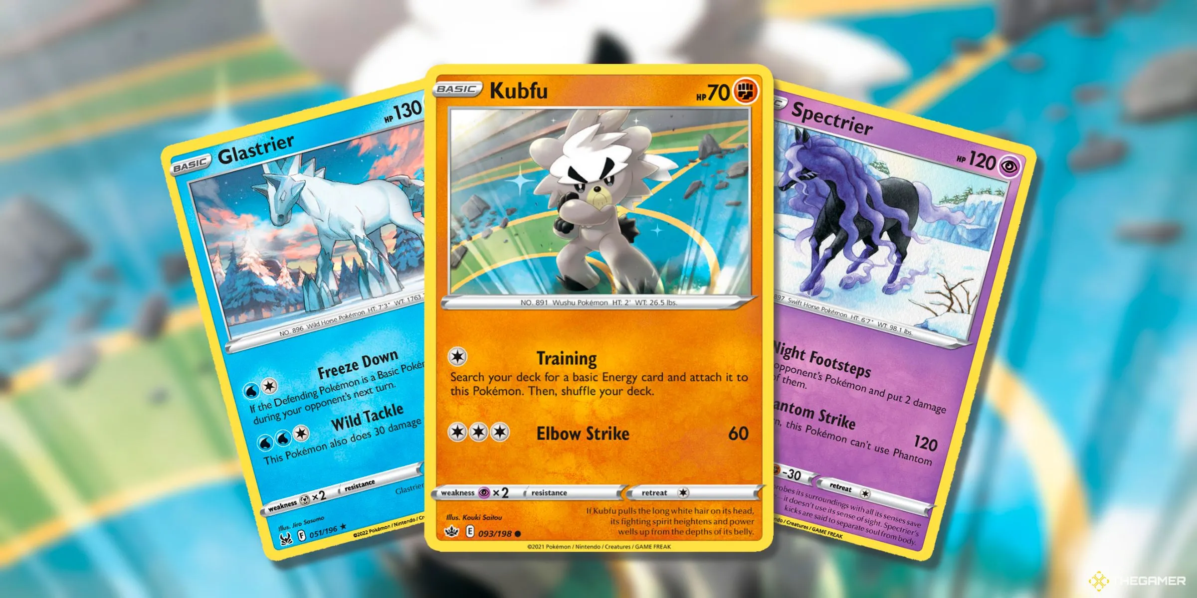 Các thẻ bài Kubfu, Spectrier và Glastrier, những Pokemon Huyền thoại bị lãng quên trong Pokemon TCG.