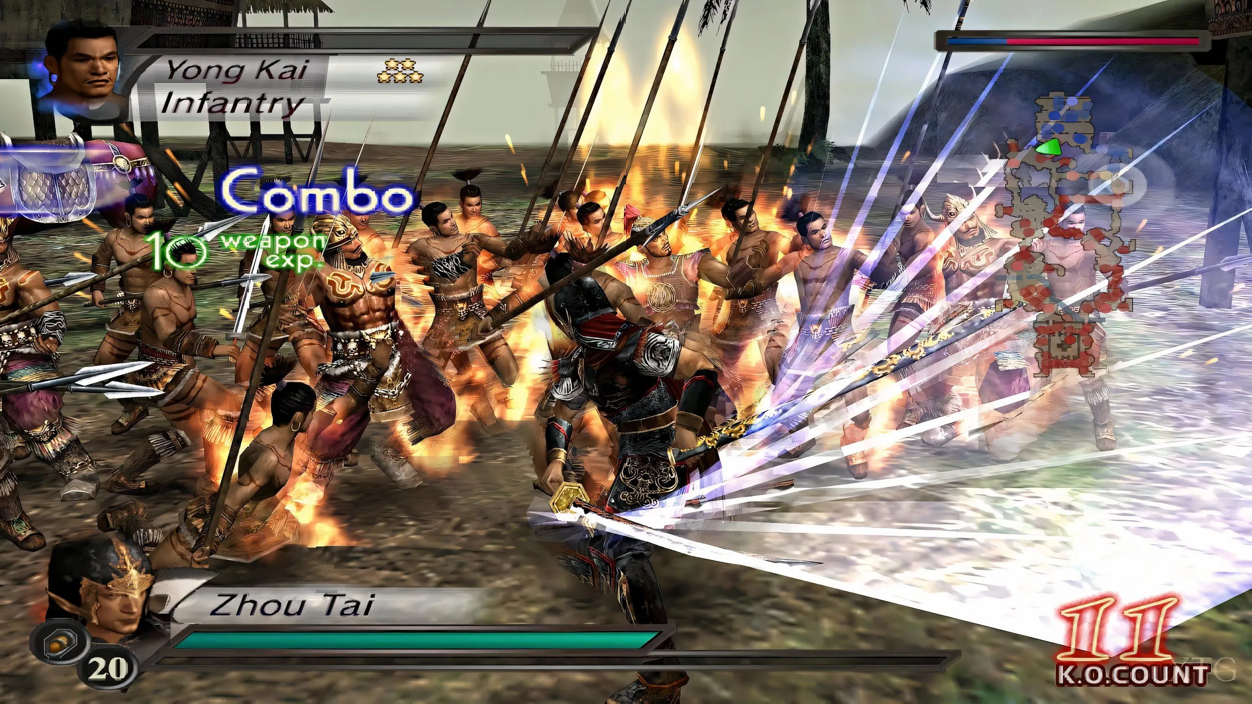 Cảnh Blade Clash căng thẳng giữa các chiến binh trong Dynasty Warriors 4.