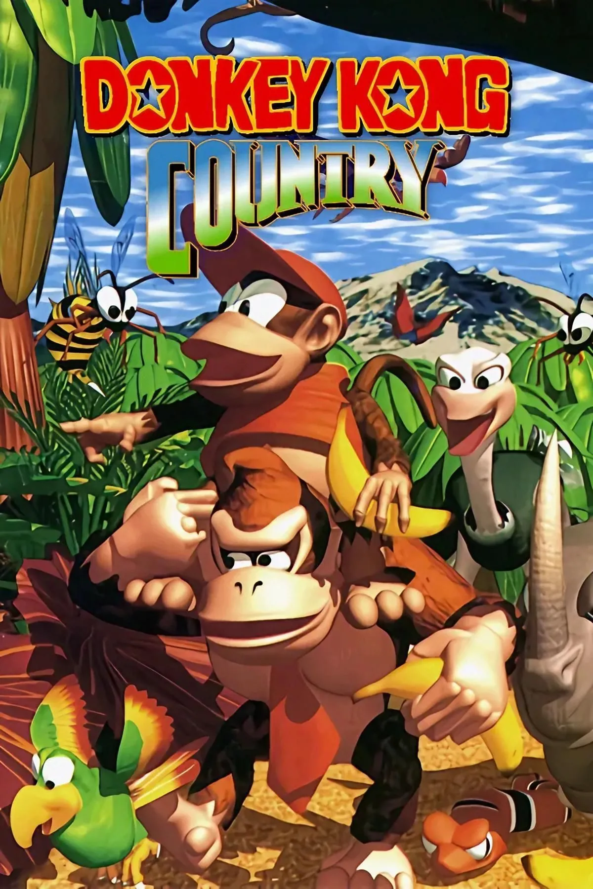 Donkey Kong và Diddy Kong trên bìa game Donkey Kong Country, tựa game platformer huyền thoại của Nintendo