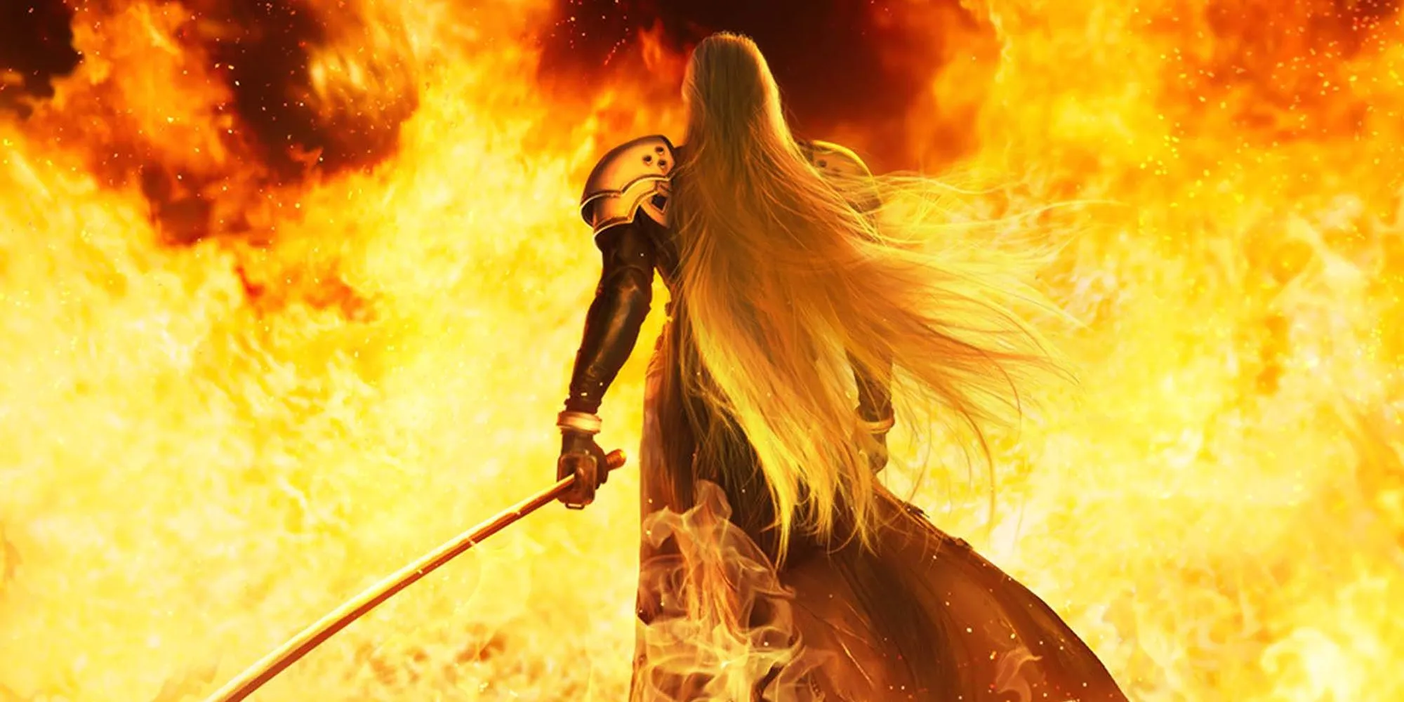 Final Fantasy 7 Sephiroth nhìn Nibelheim cháy