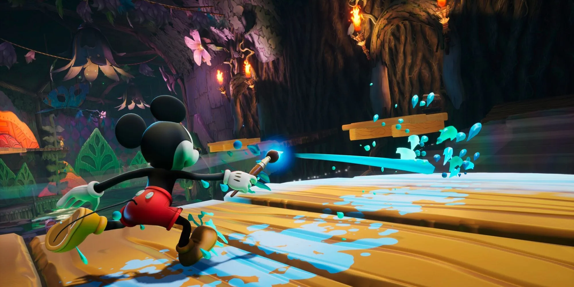 Giao diện Wasteland u ám nhưng đầy nghệ thuật trong game platformer 3D Epic Mickey Rebrushed