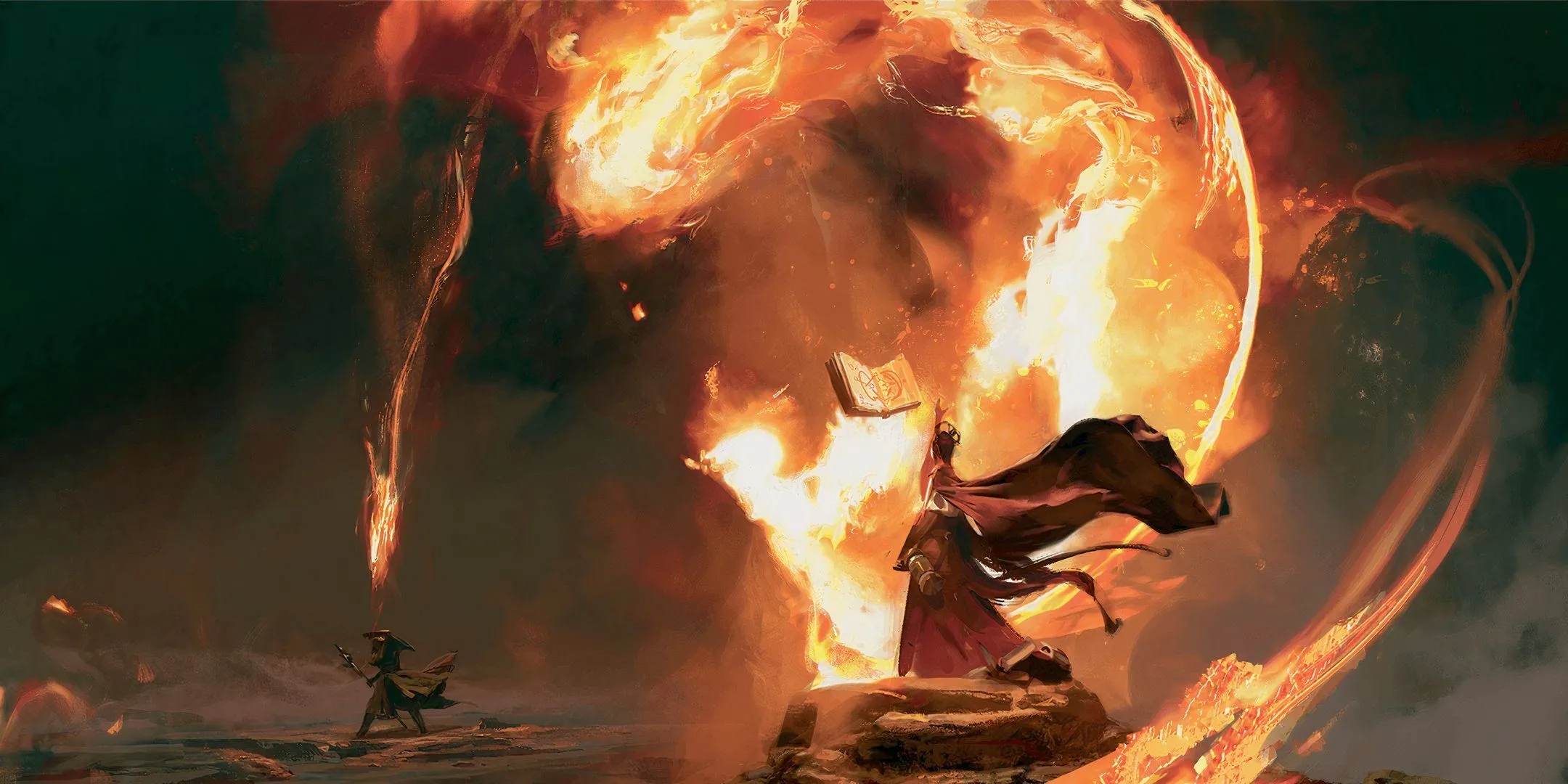Hai học sinh Prismari luyện tập đấu phép tại Strixhaven trong D&amp;D, liên quan Copy Spell