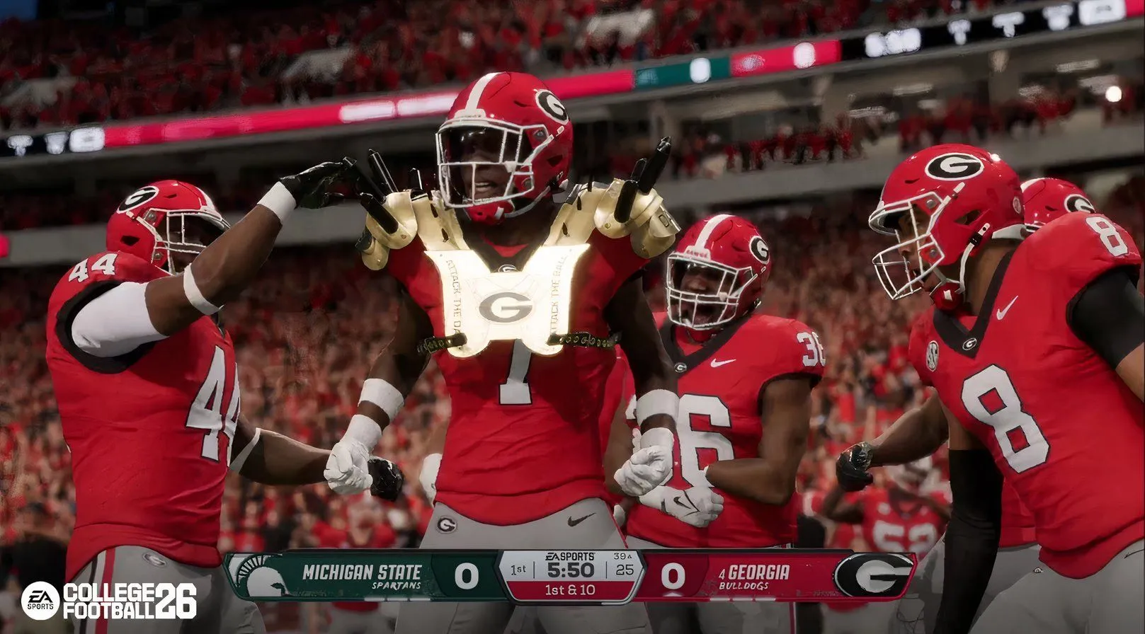 Hậu vệ College Football 26 khóa chặt đường chạy của cầu thủ đối phương, minh họa cơ chế Block Steering và tầm nhìn cầu thủ mới