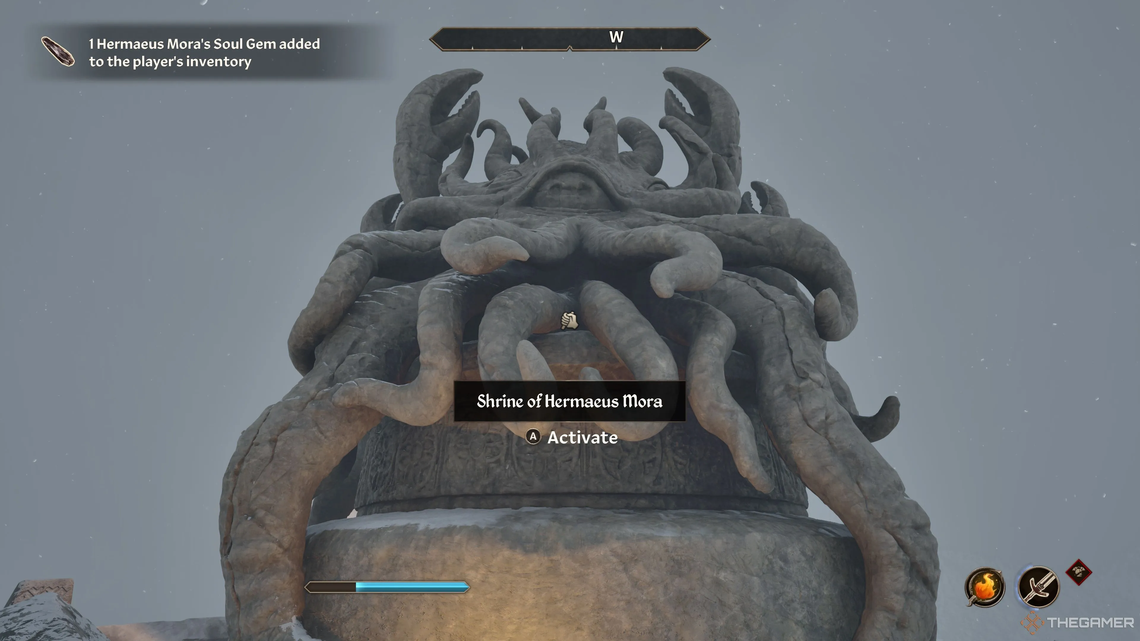 Hermaeus Mora ban vật phẩm cho người chơi trong Oblivion Remastered với hình dạng xúc tu và nhiều mắt.