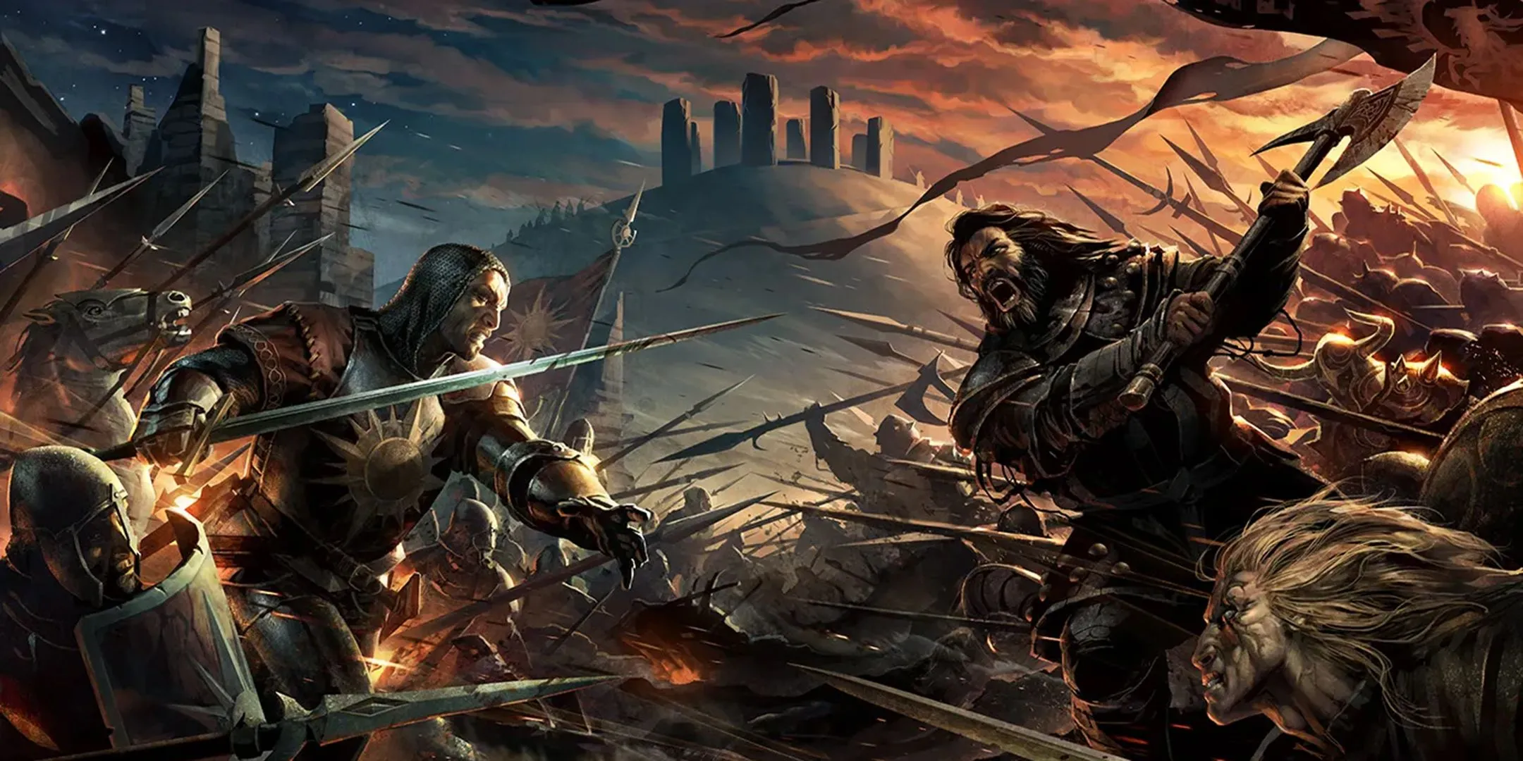 Hình ảnh nghệ thuật một trận chiến trong tiểu thuyết The Heroes, gợi lên không khí bạo lực và chân thực của thế giới The First Law.