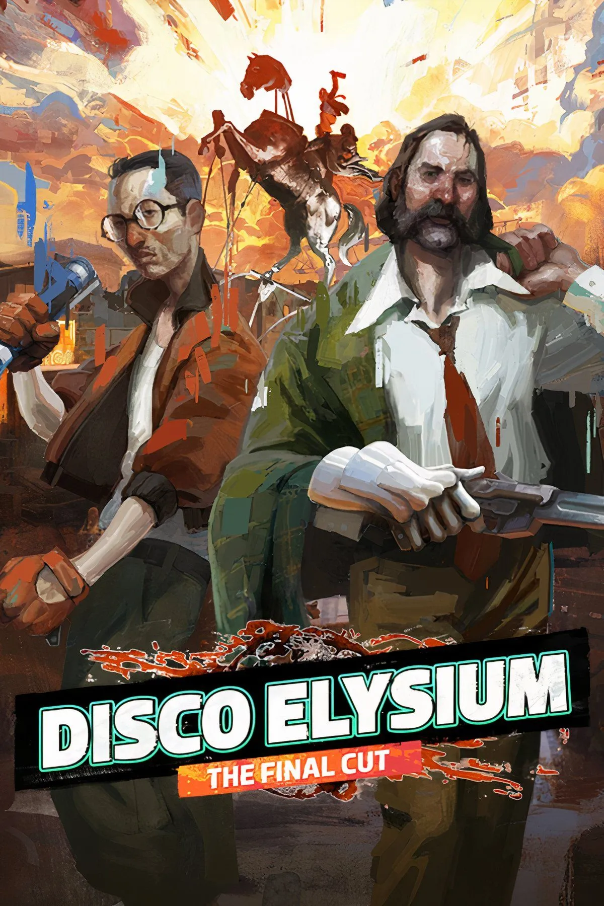 Hình ảnh nhân vật chính của Disco Elysium đang đứng giữa khung cảnh thành phố đổ nát, u ám