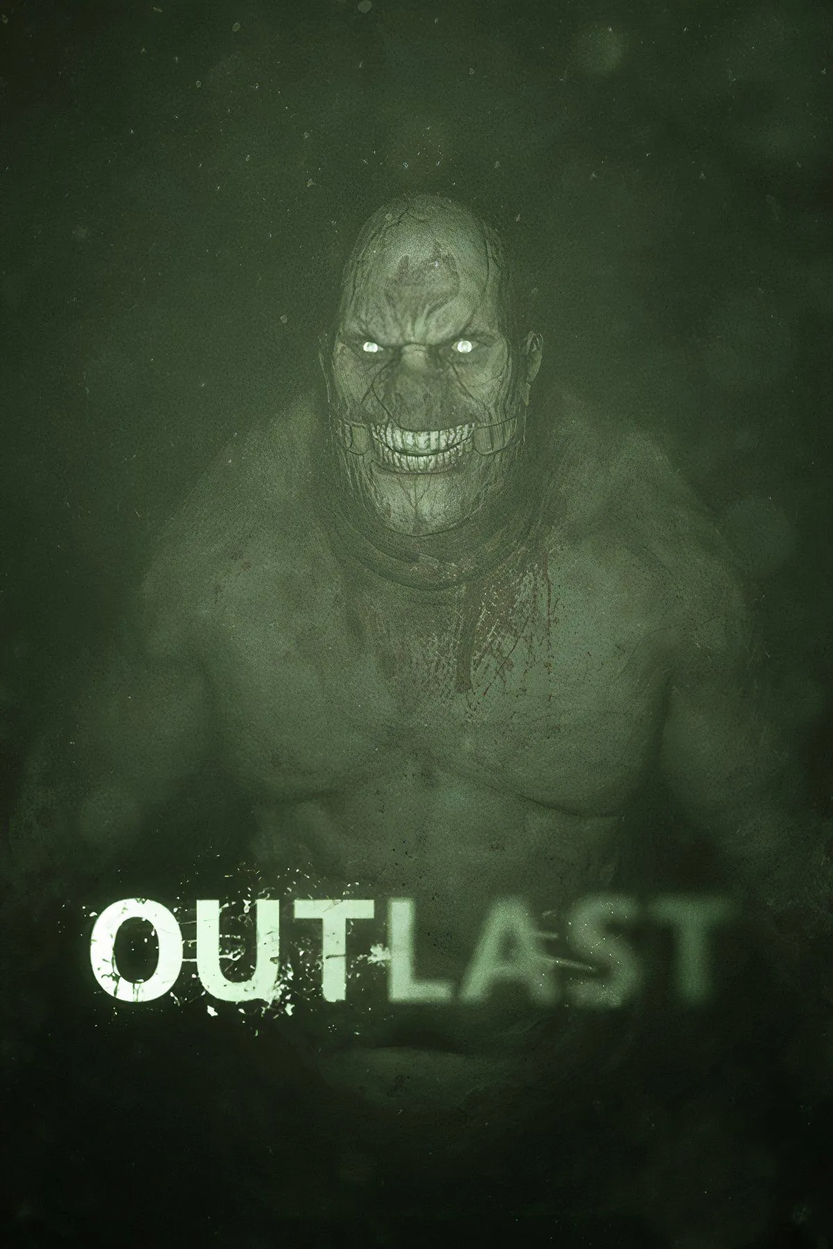 Hình ảnh nhân vật chính trong Outlast cầm máy quay đêm trong một hành lang bệnh viện tâm thần u tối