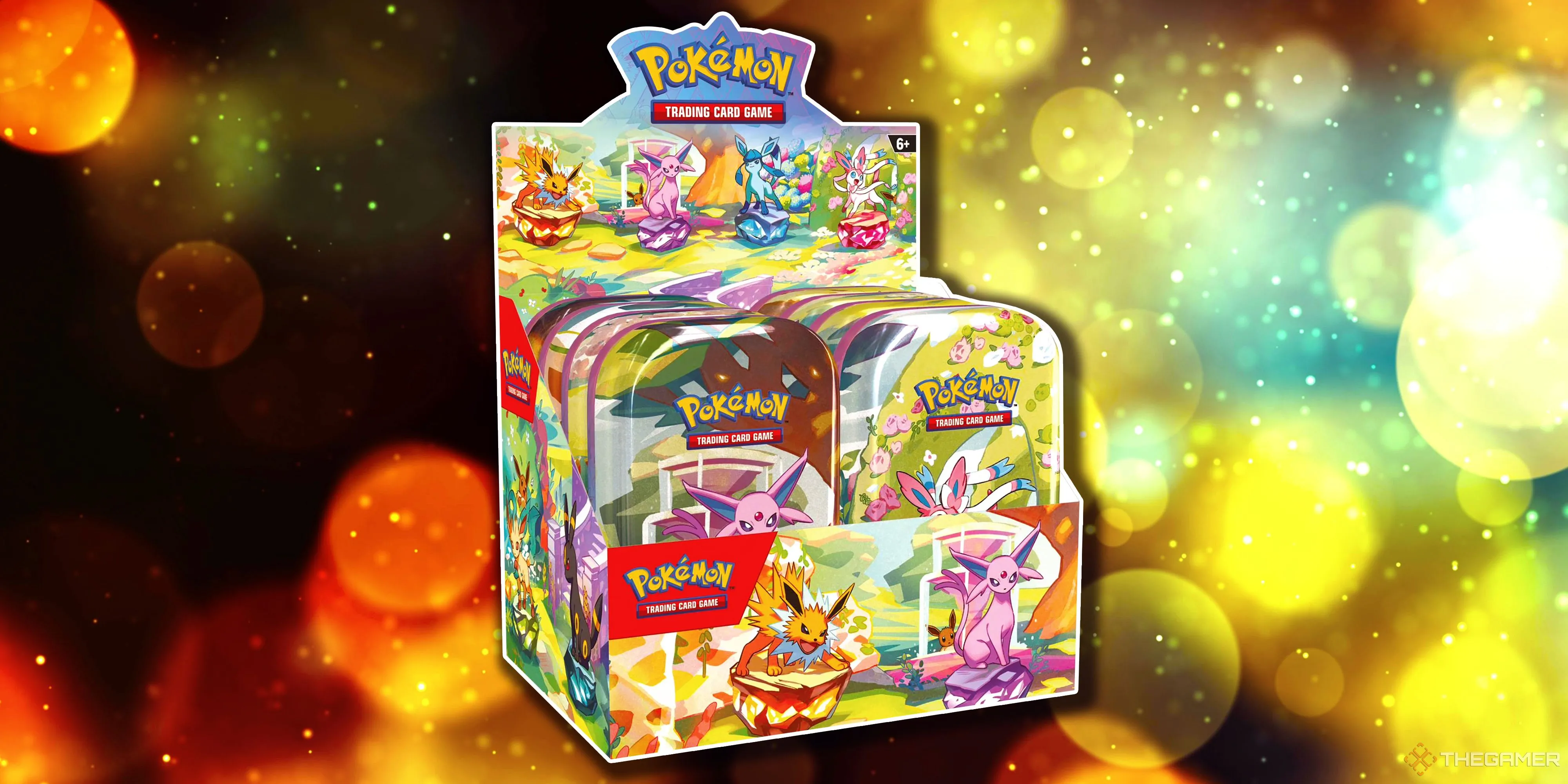 Hộp Mini Tin Display Prismatic Evolutions Pokemon TCG, tập hợp các Eeveelution.