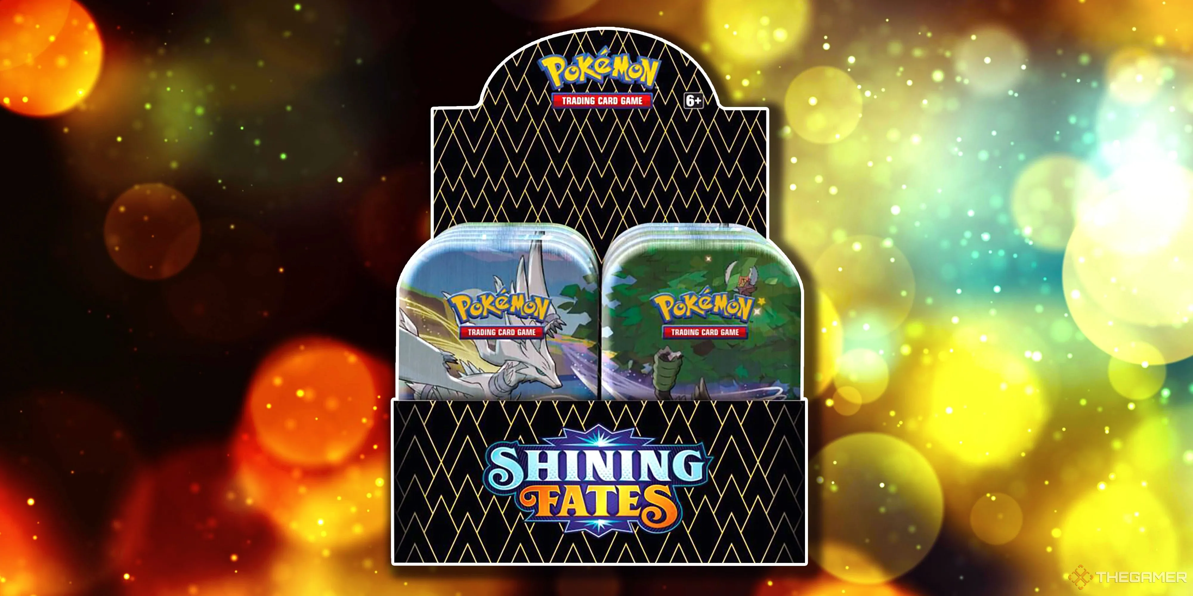Hộp Mini Tin Display Shining Fates của Pokemon TCG, chứa các Pokemon Shiny.