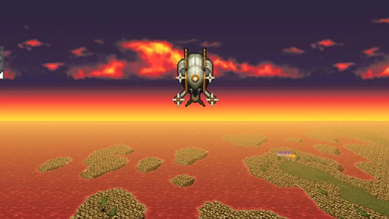Khung cảnh World of Ruin trong Final Fantasy VI, nơi phi thuyền Falcon xuất hiện