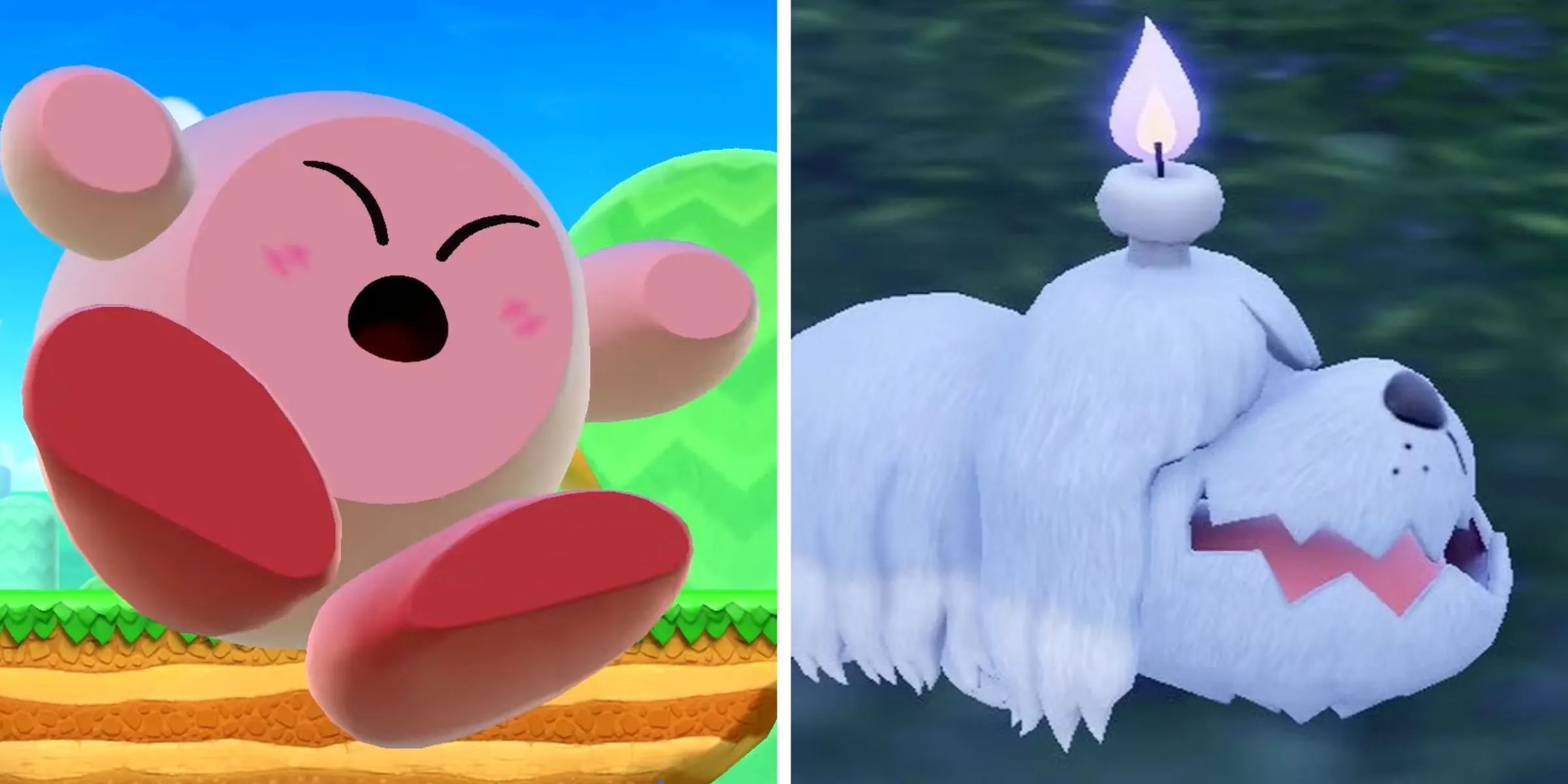 Kirby bị KO trên màn hình trong Super Smash Bros Ultimate và Greavard trong Pokemon Violet