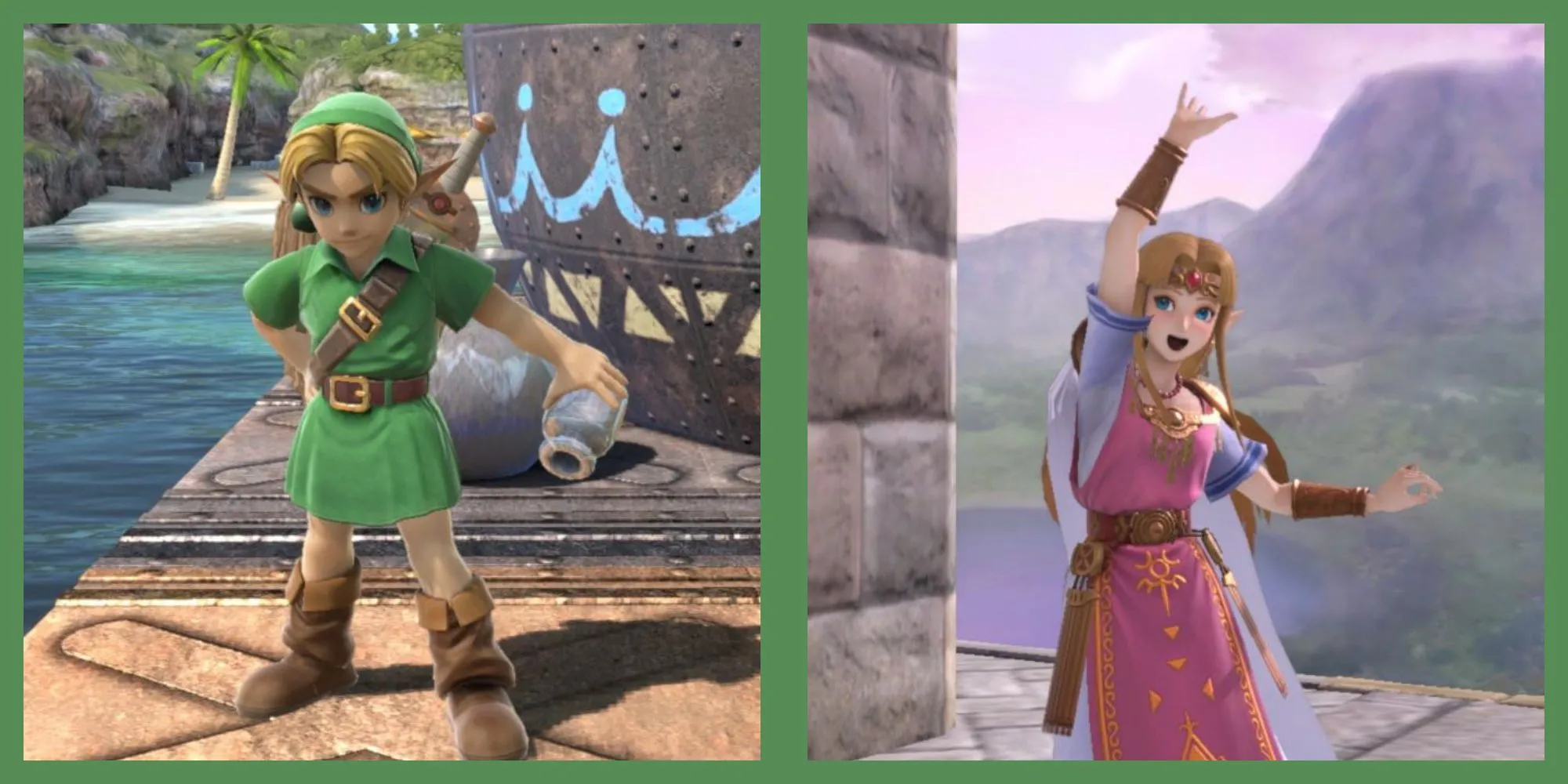 Link và công chúa Zelda trong tựa game Super Smash Bros., biểu tượng của series The Legend of Zelda
