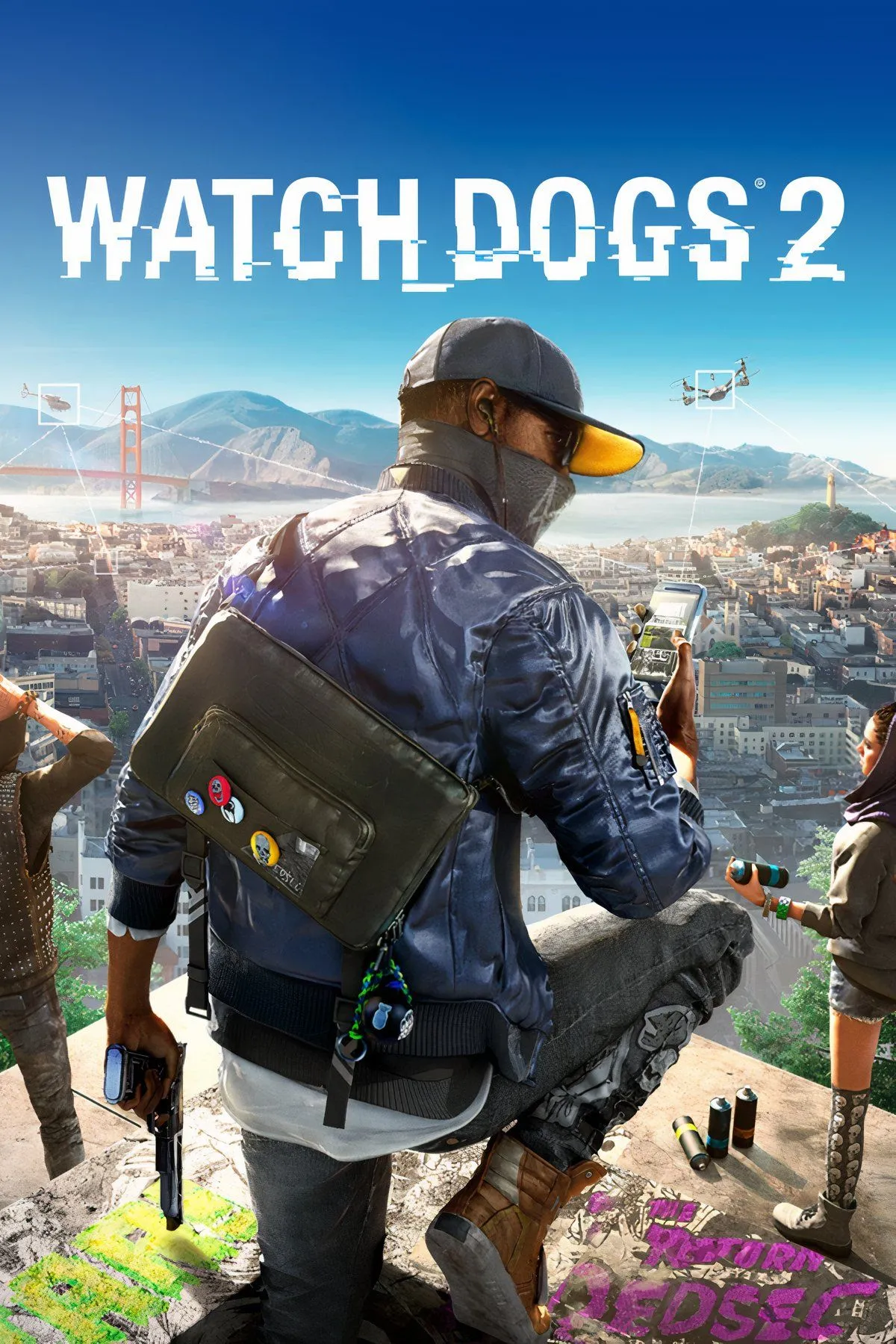 Marcus Holloway, nhân vật chính của Watch Dogs 2, đang sử dụng thiết bị hack trong một cảnh hành động trên đường phố San Francisco.