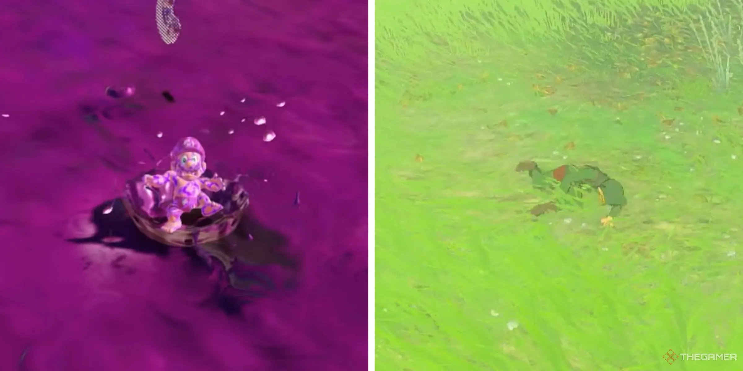 Mario chết vì độc trong Super Mario Odyssey và Link ngã sắp Game Over trong The Legend of Zelda Tears of the Kingdom