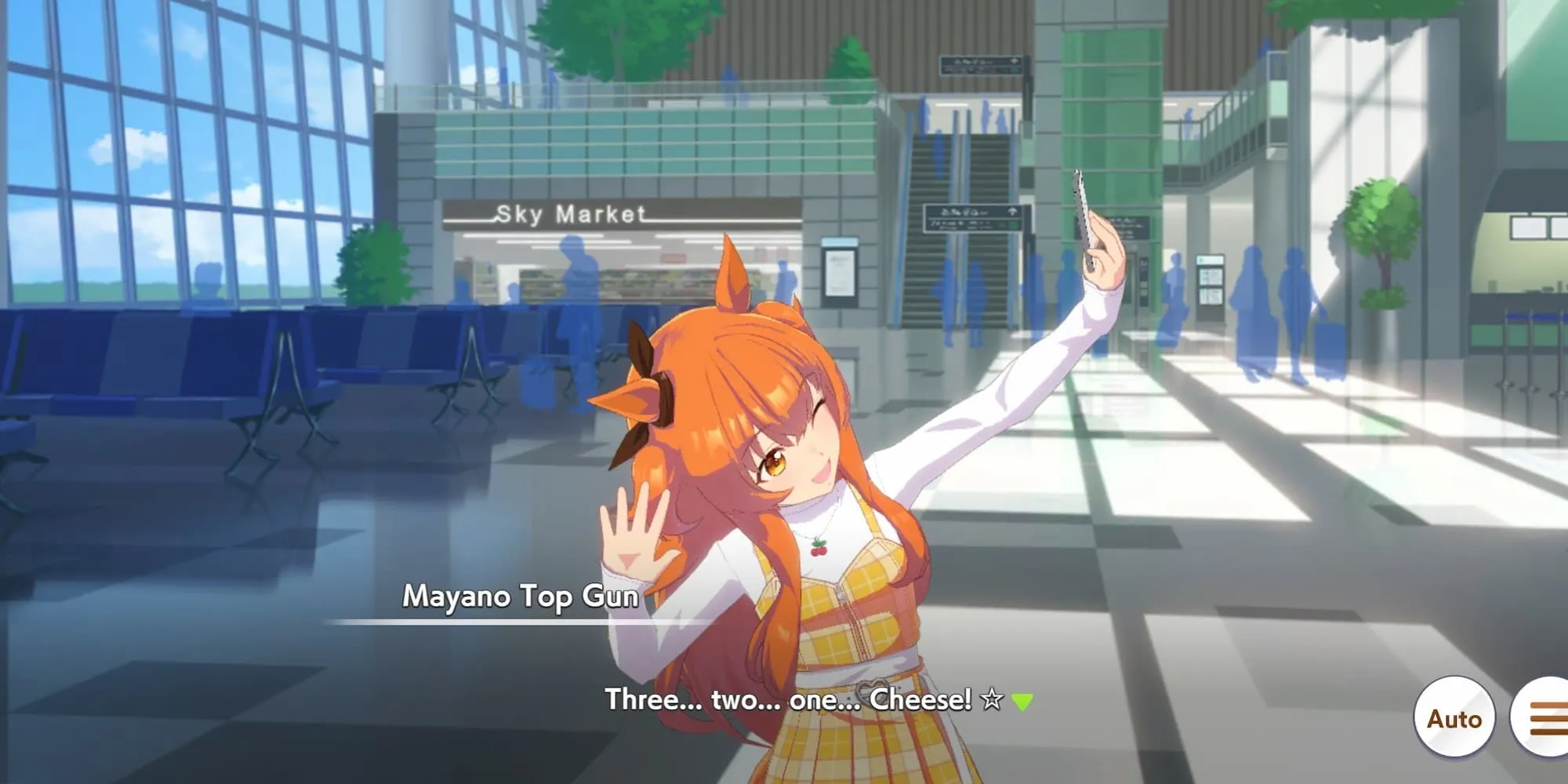 Mayano Top Gun với trang phục đặc trưng trong game Umamusume