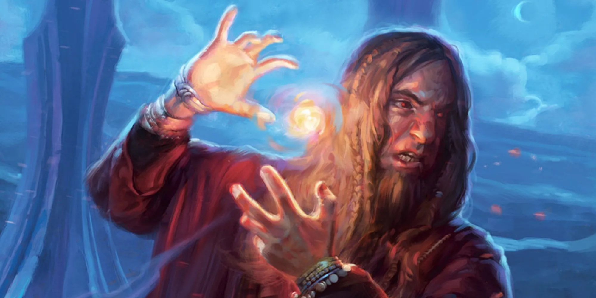 Một pháp sư Dungeons &amp; Dragons đang sử dụng phép Fireball.