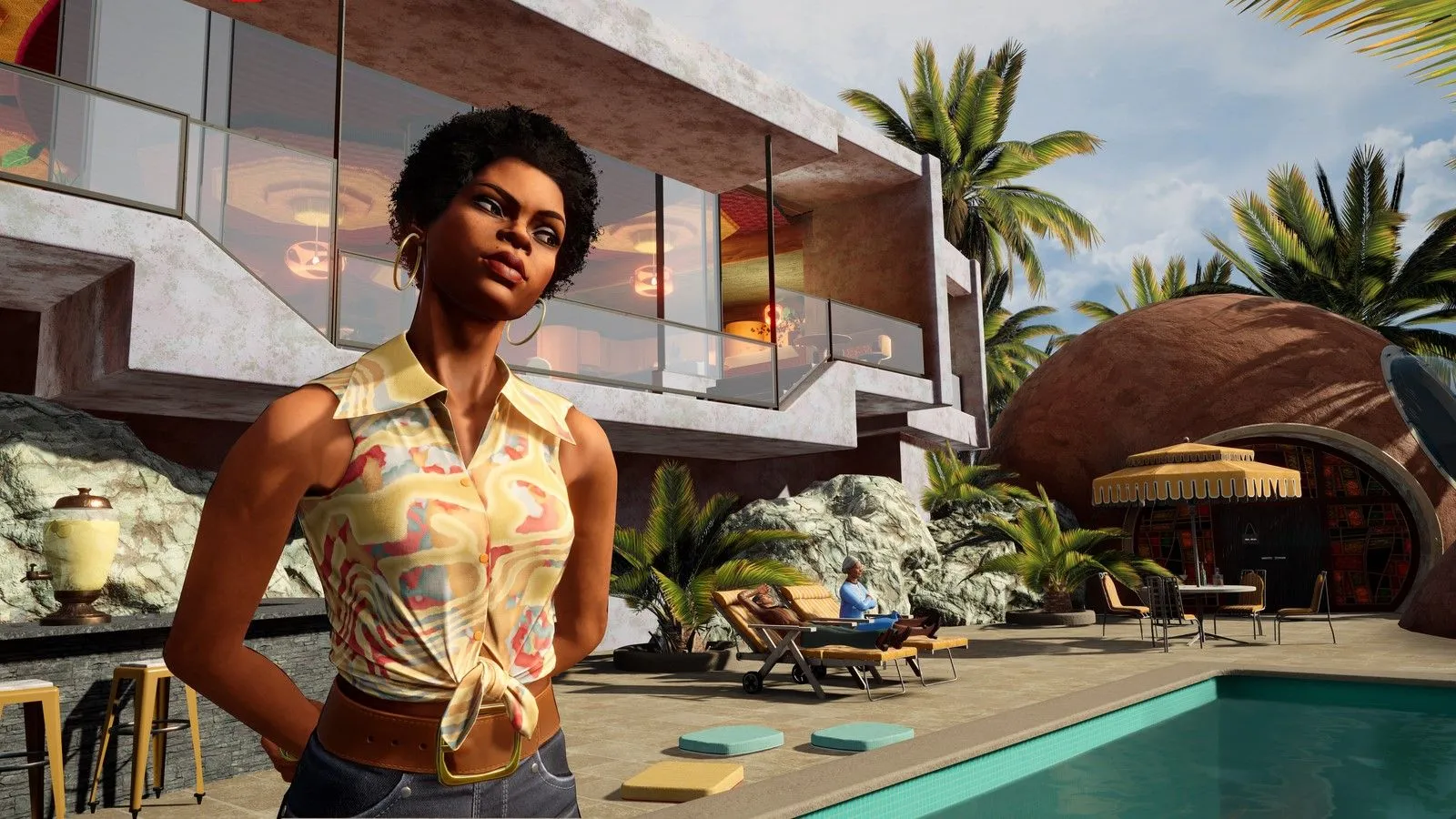 Nữ thám tử Jane Royce trong trang phục thập niên 70, sẵn sàng khám phá bí mật trong game Death on the Nile.