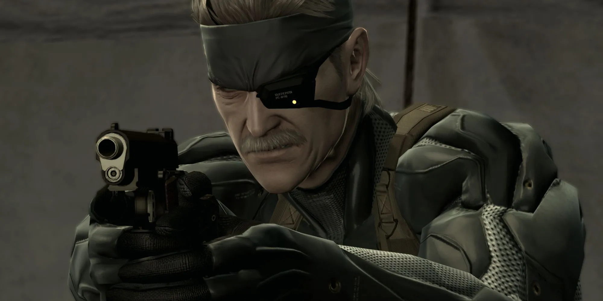 Old Snake đang nhắm súng trong Metal Gear Solid 4: Guns of the Patriots
