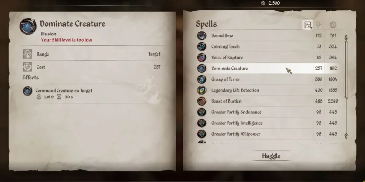 Phép thuật Dominate Creature trong The Elder Scrolls IV Oblivion Remastered giúp kiểm soát sinh vật