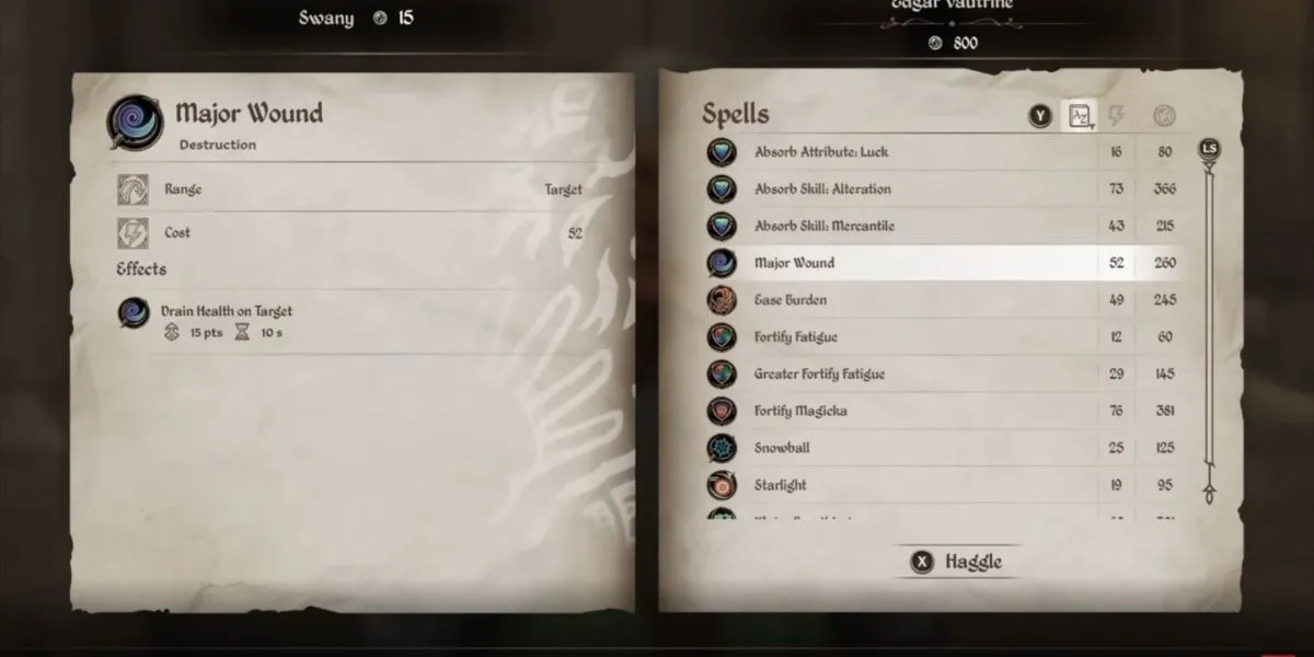 Phép thuật Major Wound trong The Elder Scrolls IV Oblivion Remastered gây sát thương theo thời gian