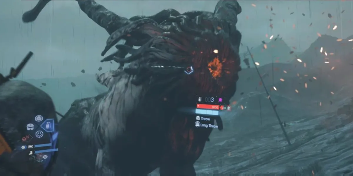 Sam Porter Bridges sử dụng lựu đạn EX Capture Grenade để bắt BT Catcher trong Death Stranding 2