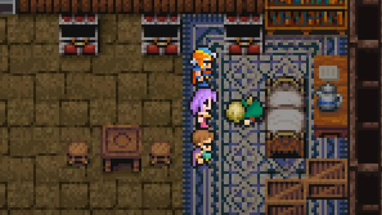 Scott nằm hấp hối bên giường trong Final Fantasy 2, trao lại di vật quan trọng.