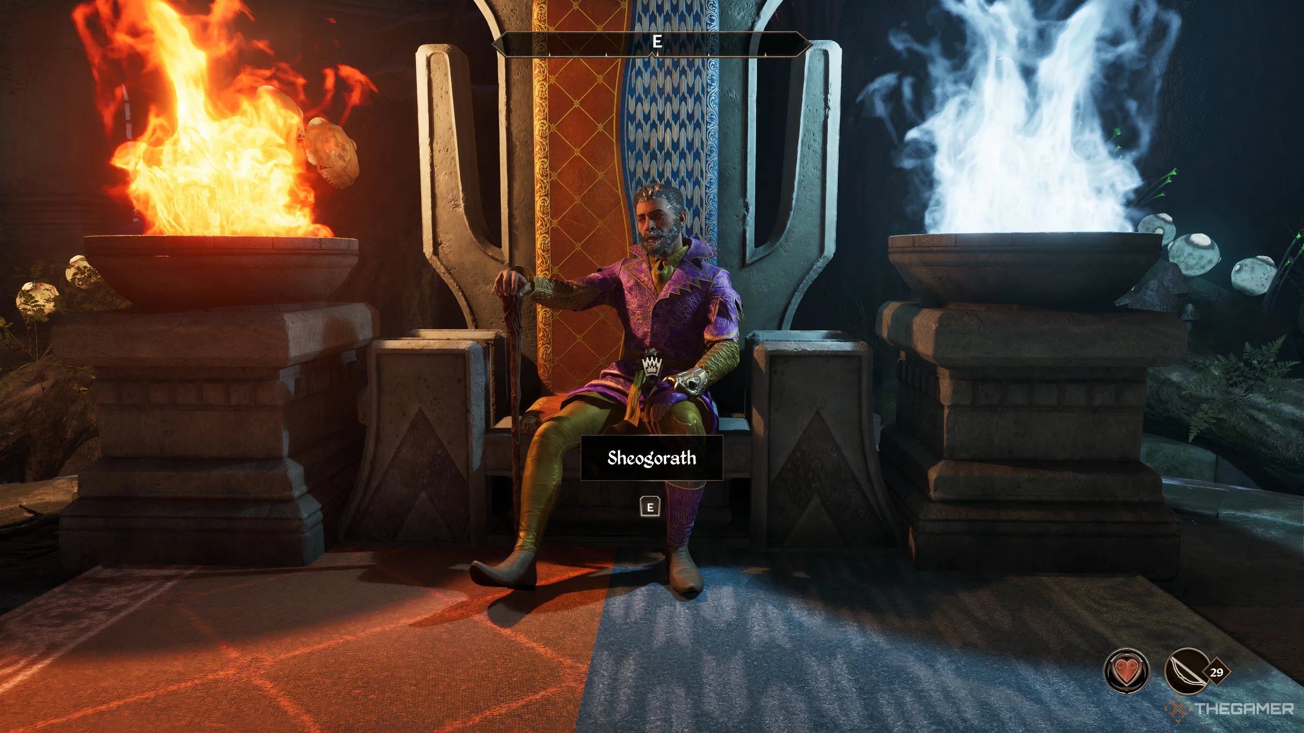 Sheogorath, Hoàng tử của sự điên rồ, trong Oblivion Remastered, với phong thái thất thường và khả năng biến đổi thành Jyggalag.