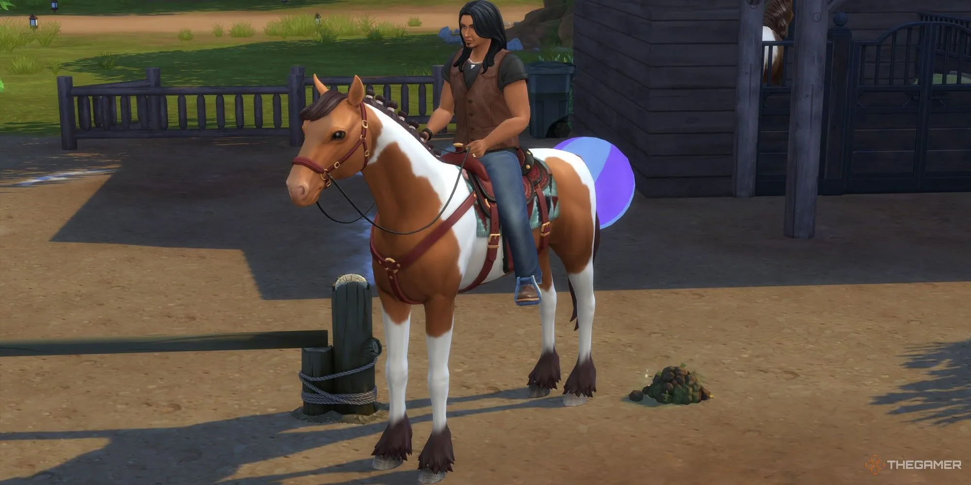 Sims 4 Horse Ranch: Phân bón ở Umber Grove và Sim đang cưỡi ngựa vừa đi vệ sinh.