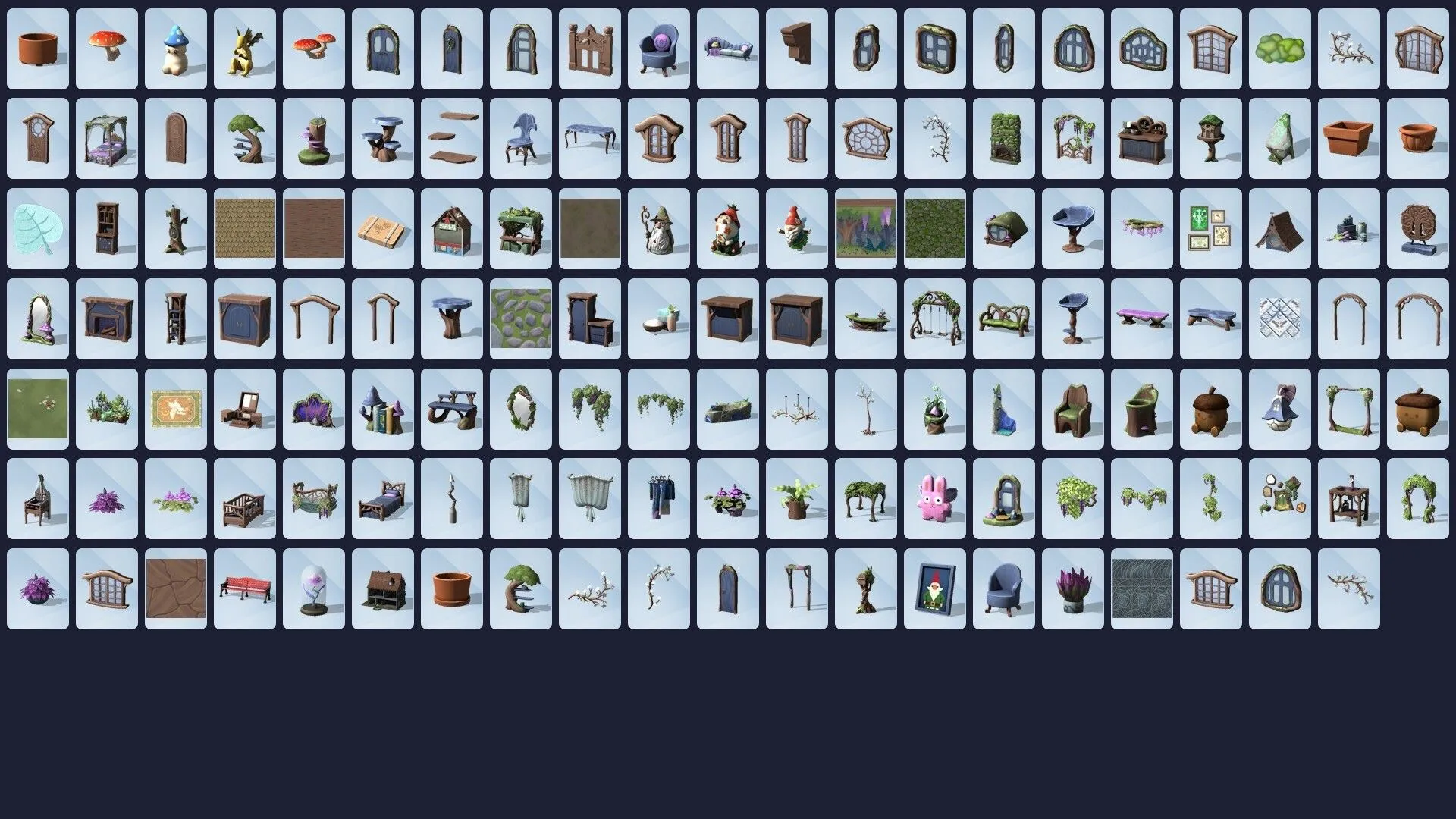 Tất cả các mẫu nội thất từ gói mở rộng The Sims 4 Enchanted By Nature.