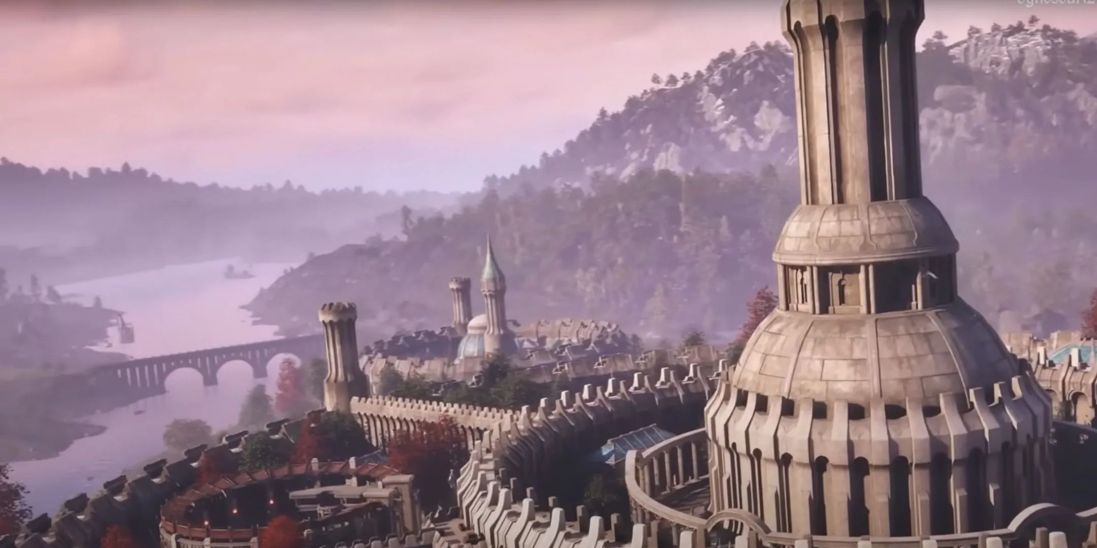 Thành phố Hoàng Gia uy nghi trên đảo Cyrodiil trong The Elder Scrolls Oblivion.