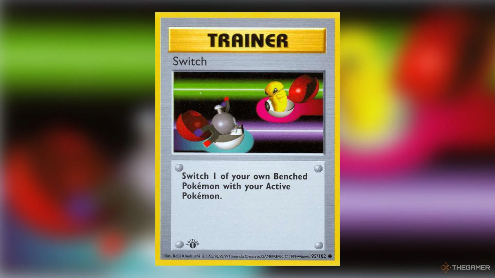 Thẻ Huấn Luyện Switch từ Bộ Bài Cơ Bản (Base Set) của Pokemon TCG, cho phép người chơi thay đổi Pokemon chủ động.