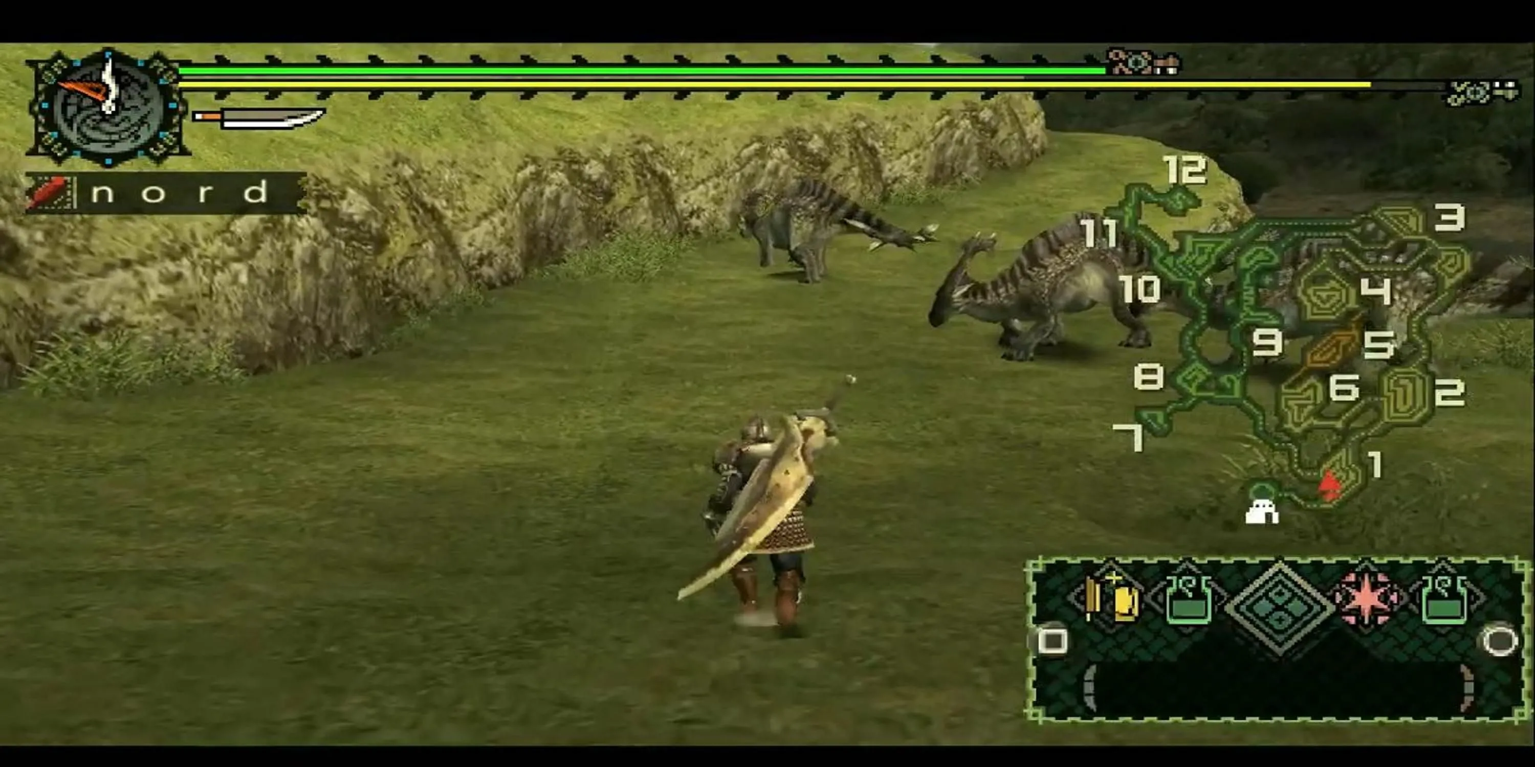 Thợ săn đối đầu với quái vật khổng lồ trong Monster Hunter Freedom Unite, tựa game hành động nhập vai từng là hiện tượng multiplayer trên PSP.