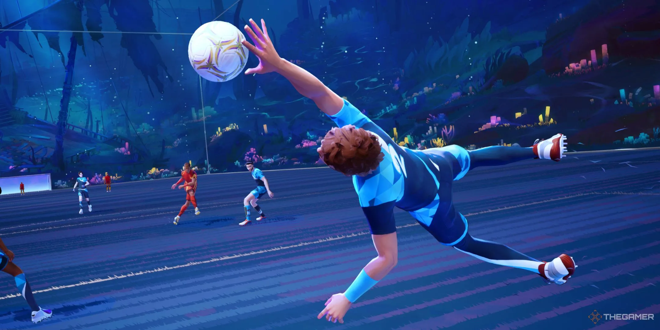 Thủ môn bay người cản phá bóng đầy kịch tính trong game Rematch