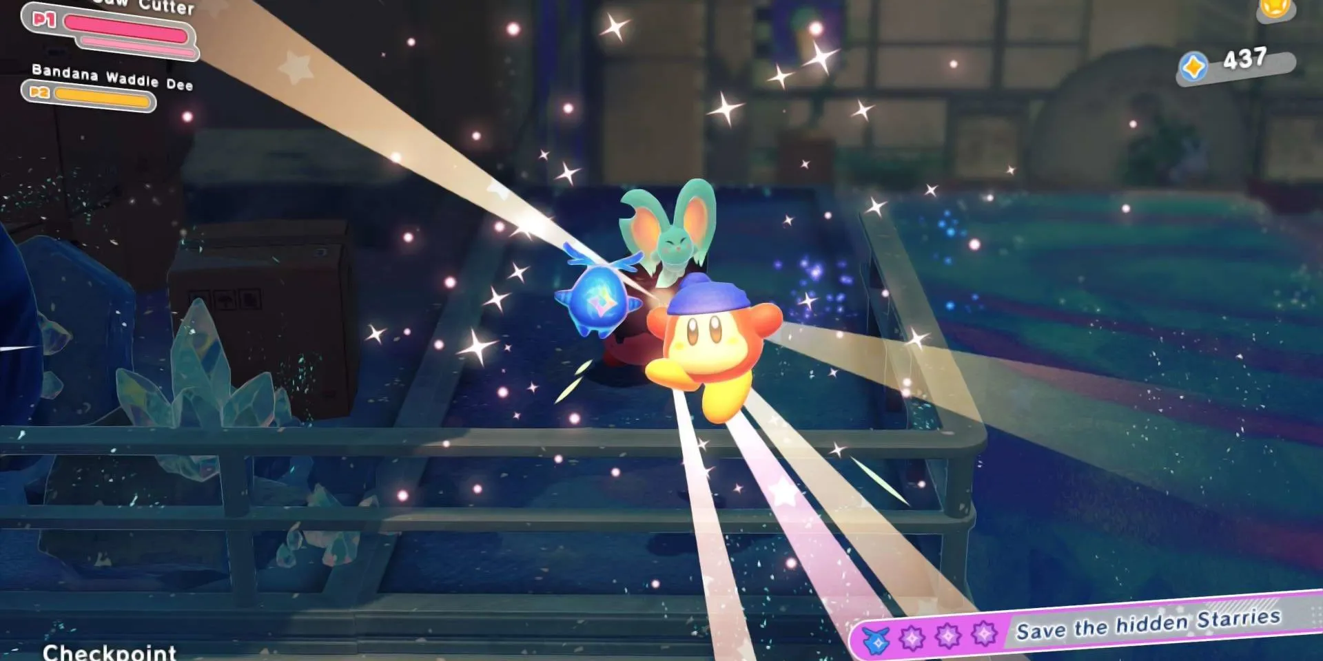 Bandana Dee giải cứu một Starry trong thế giới Star-Crossed của Kirby
