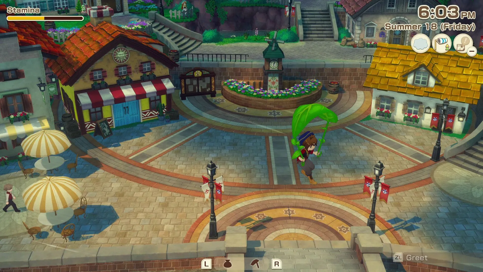 Cảnh nông trại với vật nuôi, minh họa hoạt động chăn nuôi trong Story of Seasons: Grand Bazaar.
