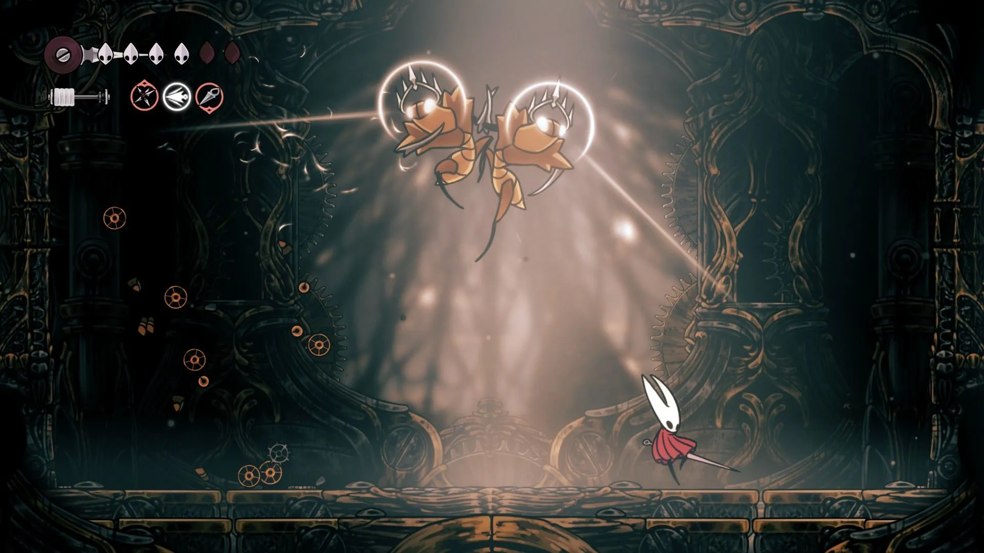 Cogwork Dancers thực hiện đòn tấn công giữa trong Hollow Knight Silksong