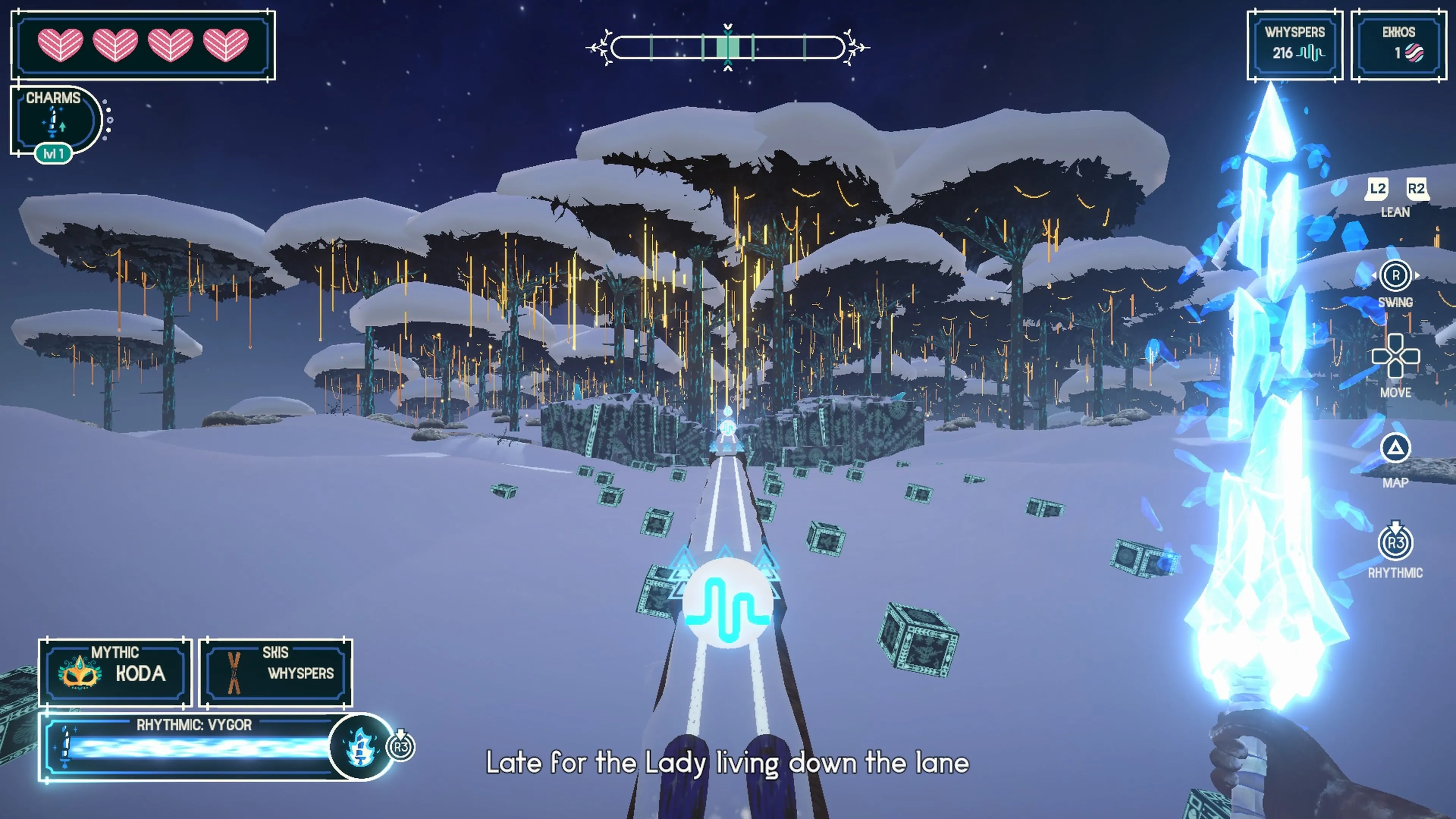 Giao diện chọn bài hát trong game Fresh Tracks, thể hiện sự đa dạng thể loại nhạc nền từ pop đến metal