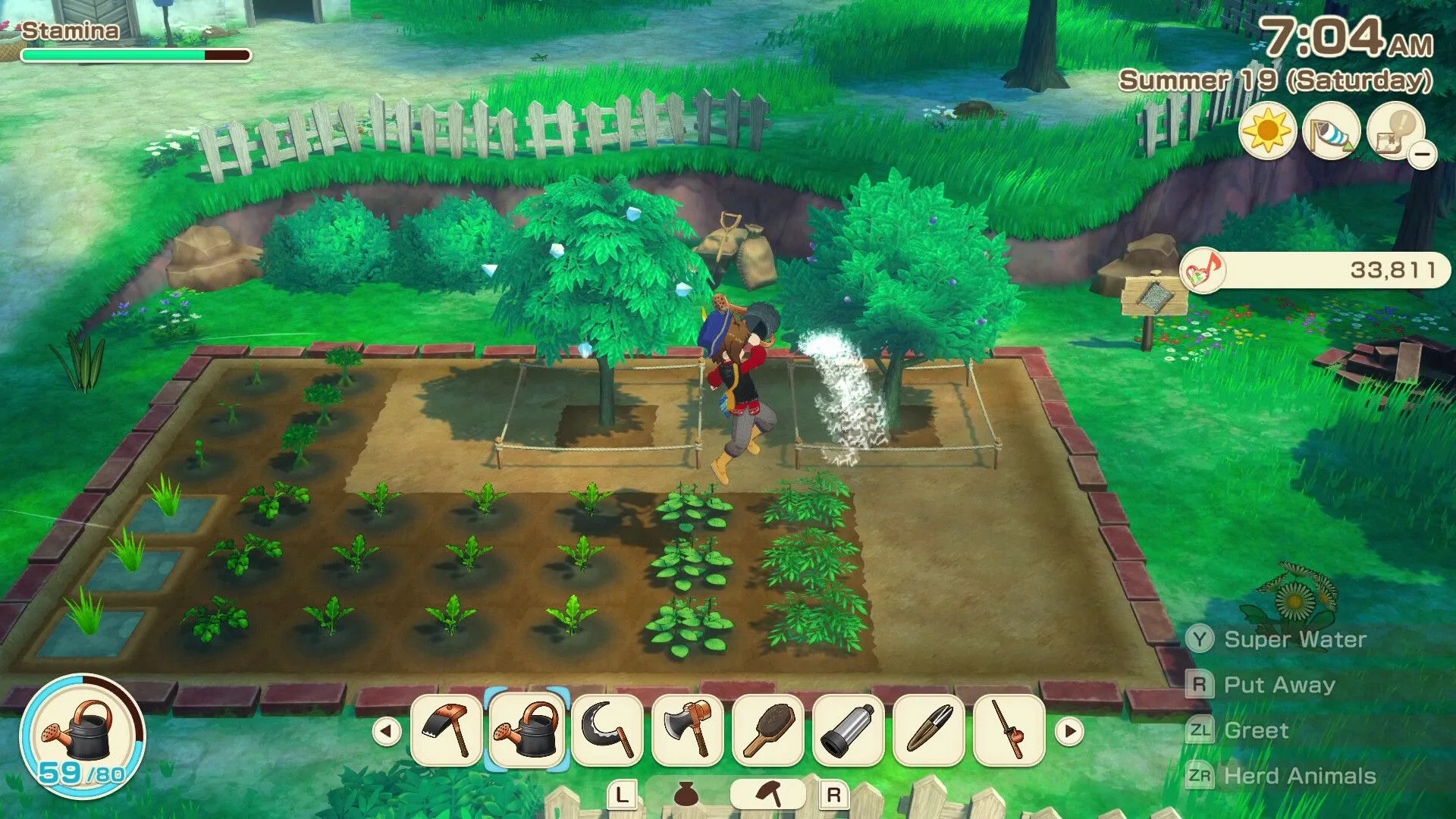 Giao diện tùy chỉnh trang phục nhân vật trong Story of Seasons: Grand Bazaar, mang lại sự đa dạng cho người chơi thể hiện cá tính.