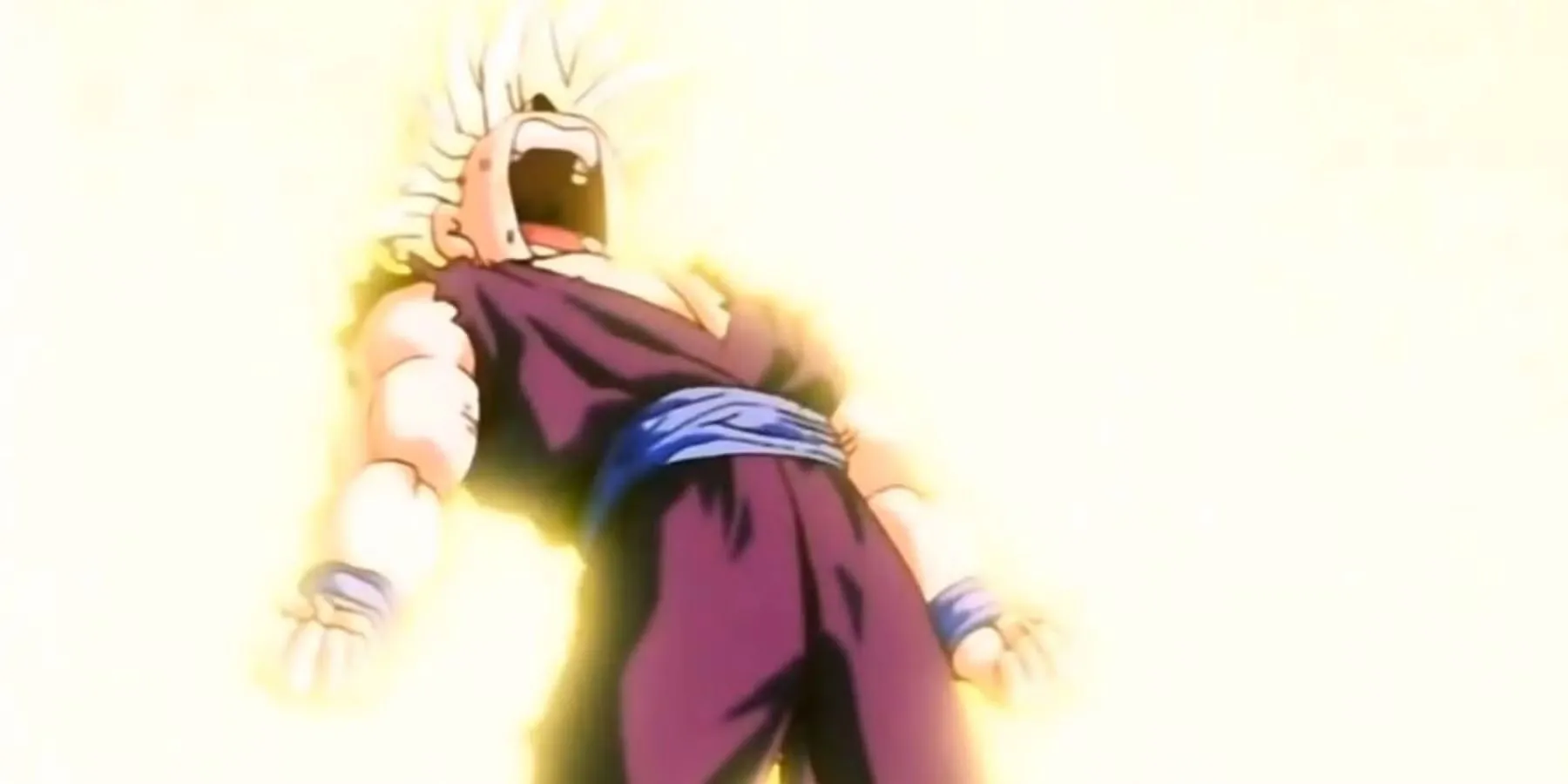 Gohan biến hình Super Saiyan 2 trong Cell Games, sức mạnh bùng nổ nhưng lại mang theo bi kịch của sự ép buộc.